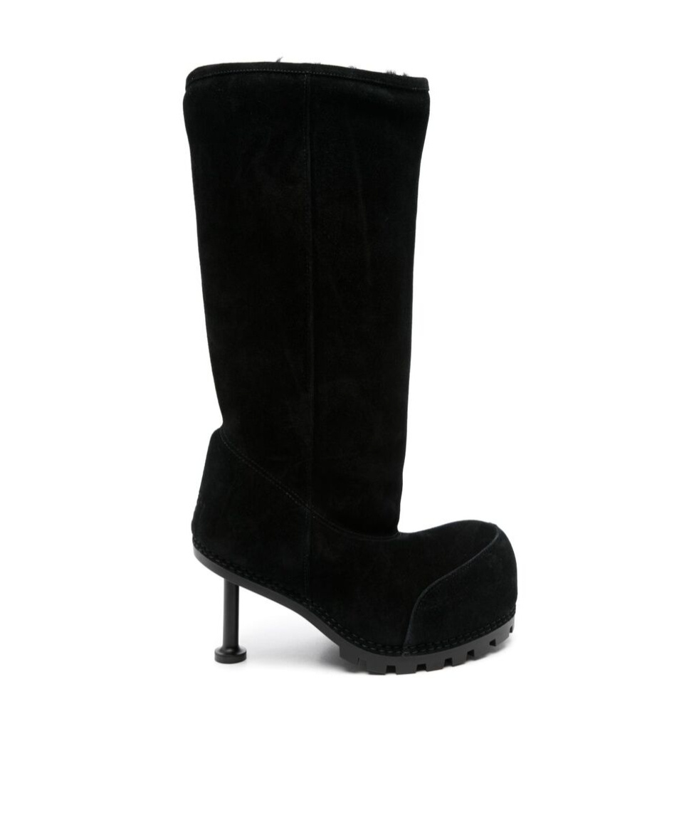 Balenciaga Alaska Suede Stiletto Tall Boots In Black