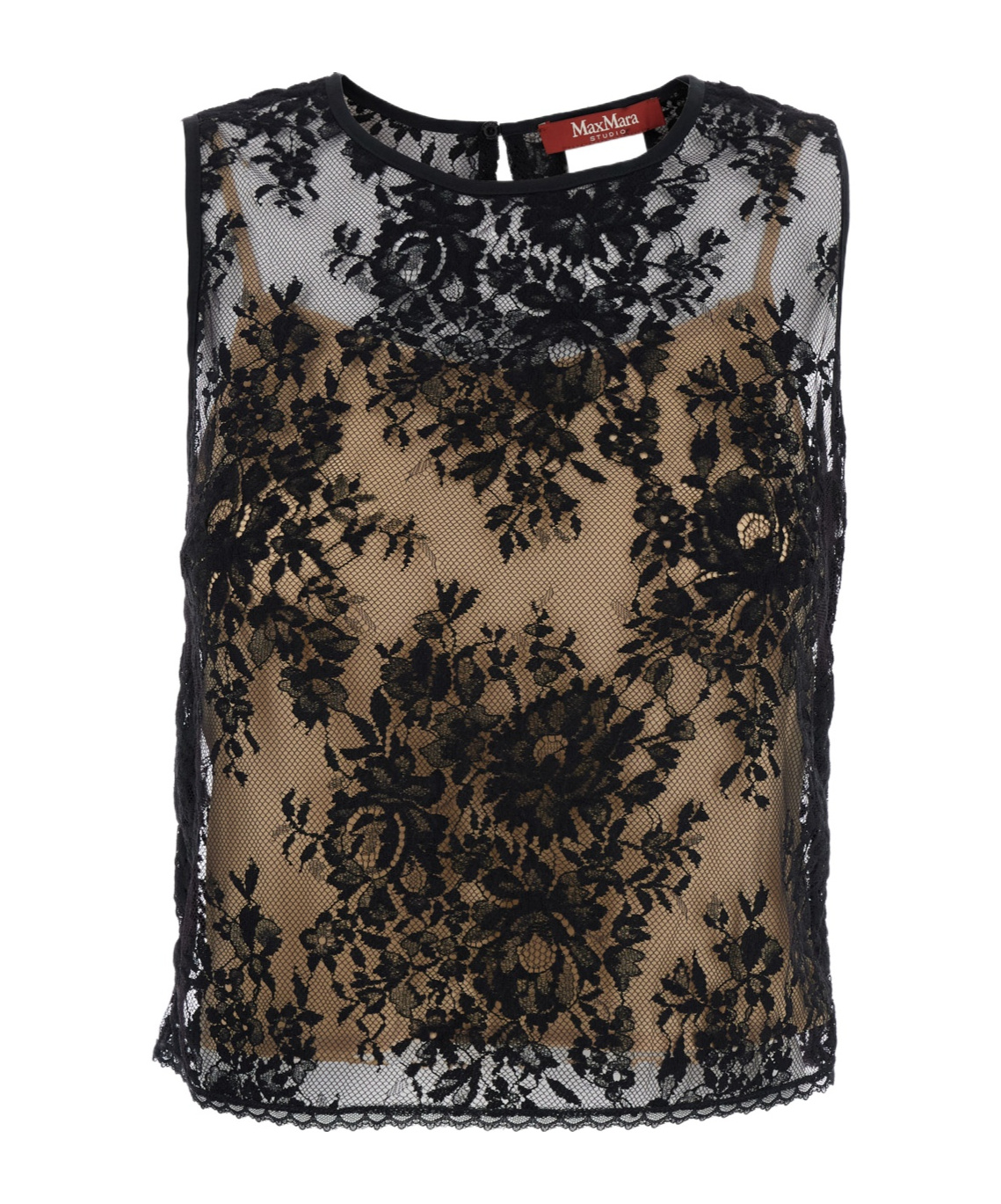 Max Mara Studio Sleeveless Laced Top In Black