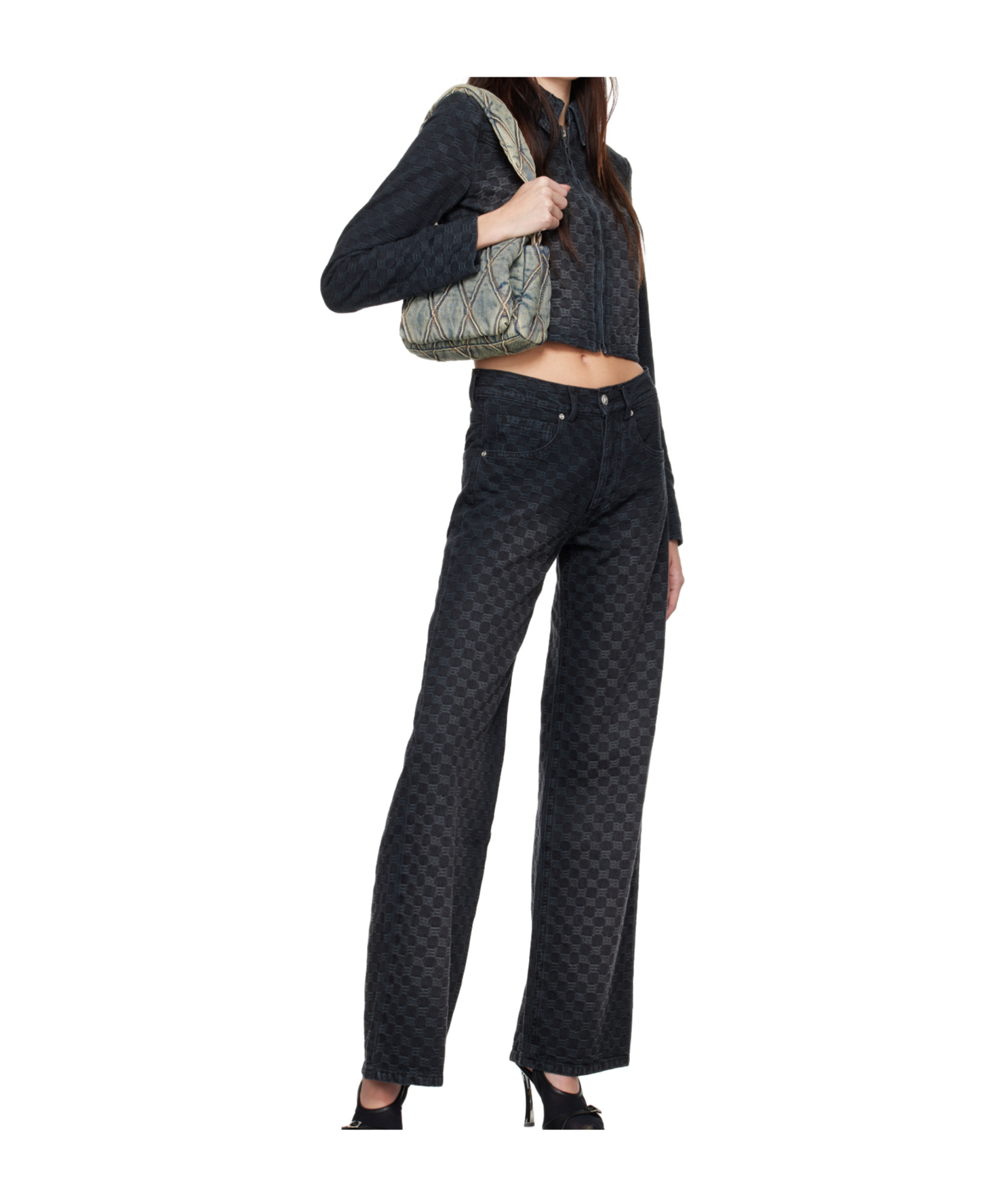 Misbhv Black Jacquard Monogram Denim Jacket In Black
