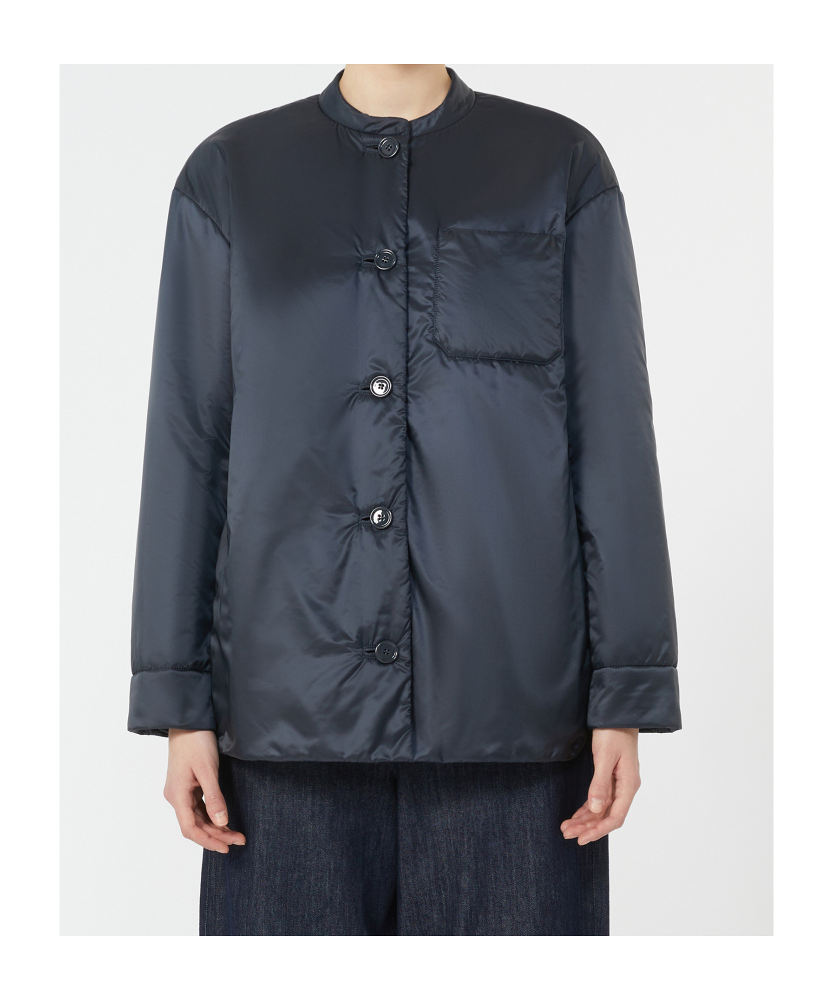 Max Mara Padded Shirt Jacket In Water-repellent Canvas In Blue