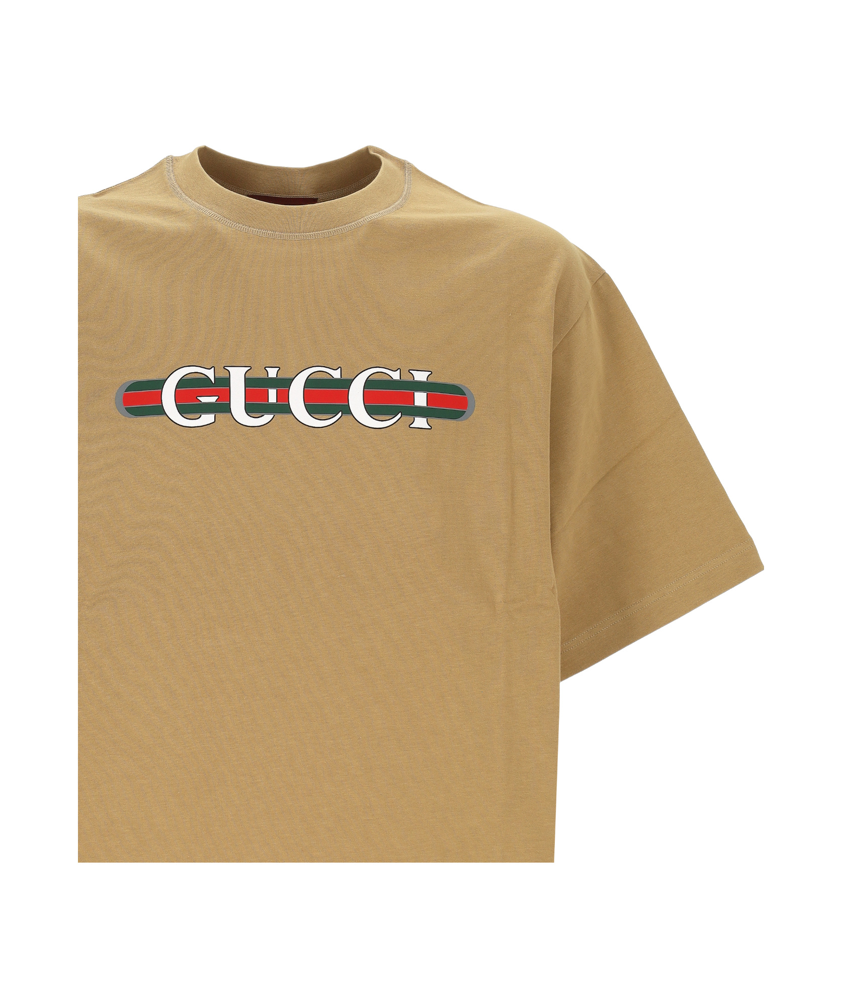 Gucci Cotton Jersey T-shirt With Print In Nude