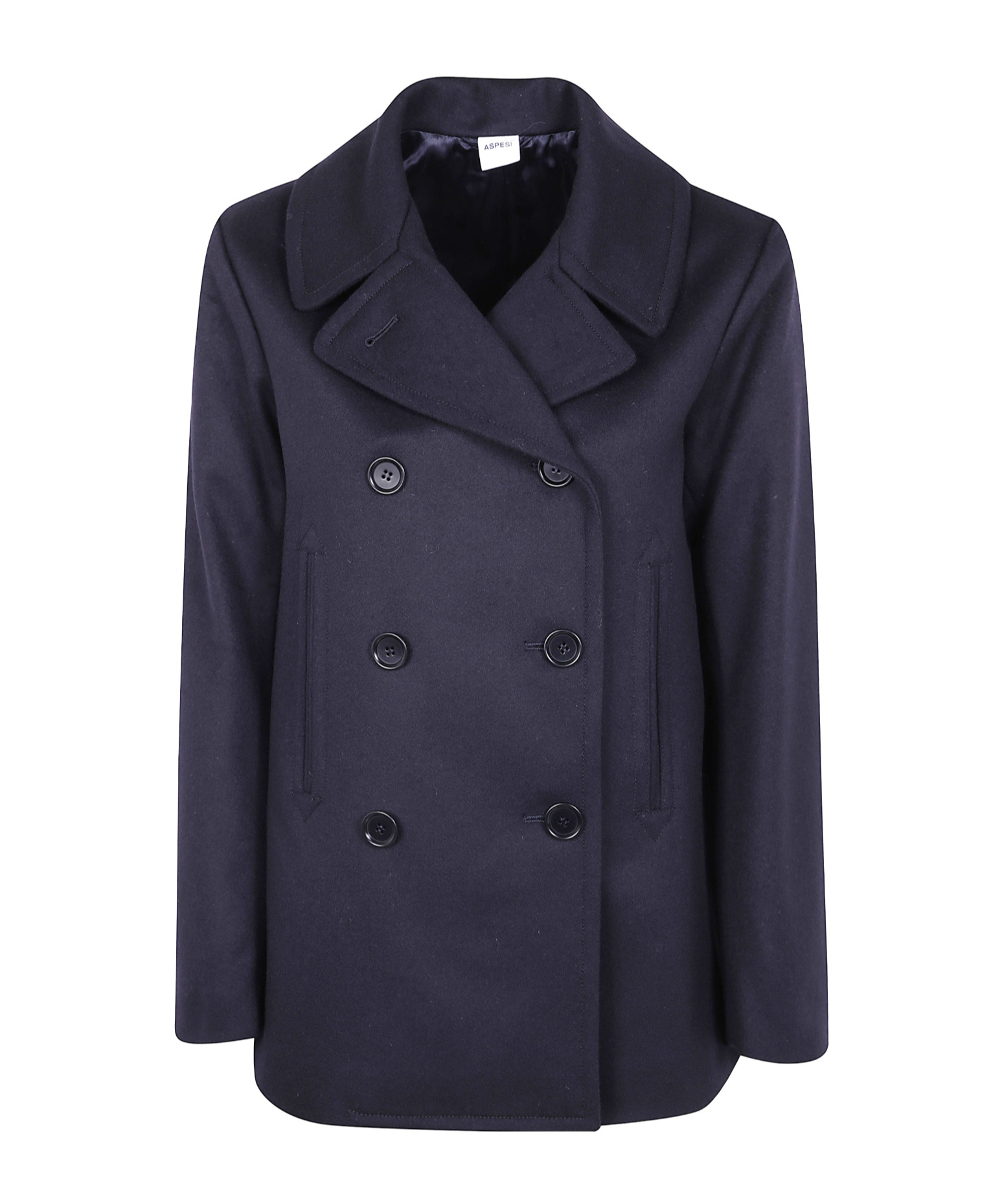 Aspesi Double-breasted Wool Coat In Blue