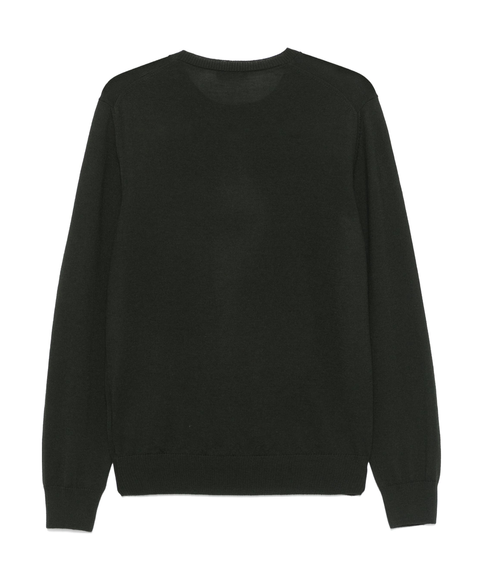 Fay Round Neck Fine Wool Sweater With Ribbed Detailing In Black