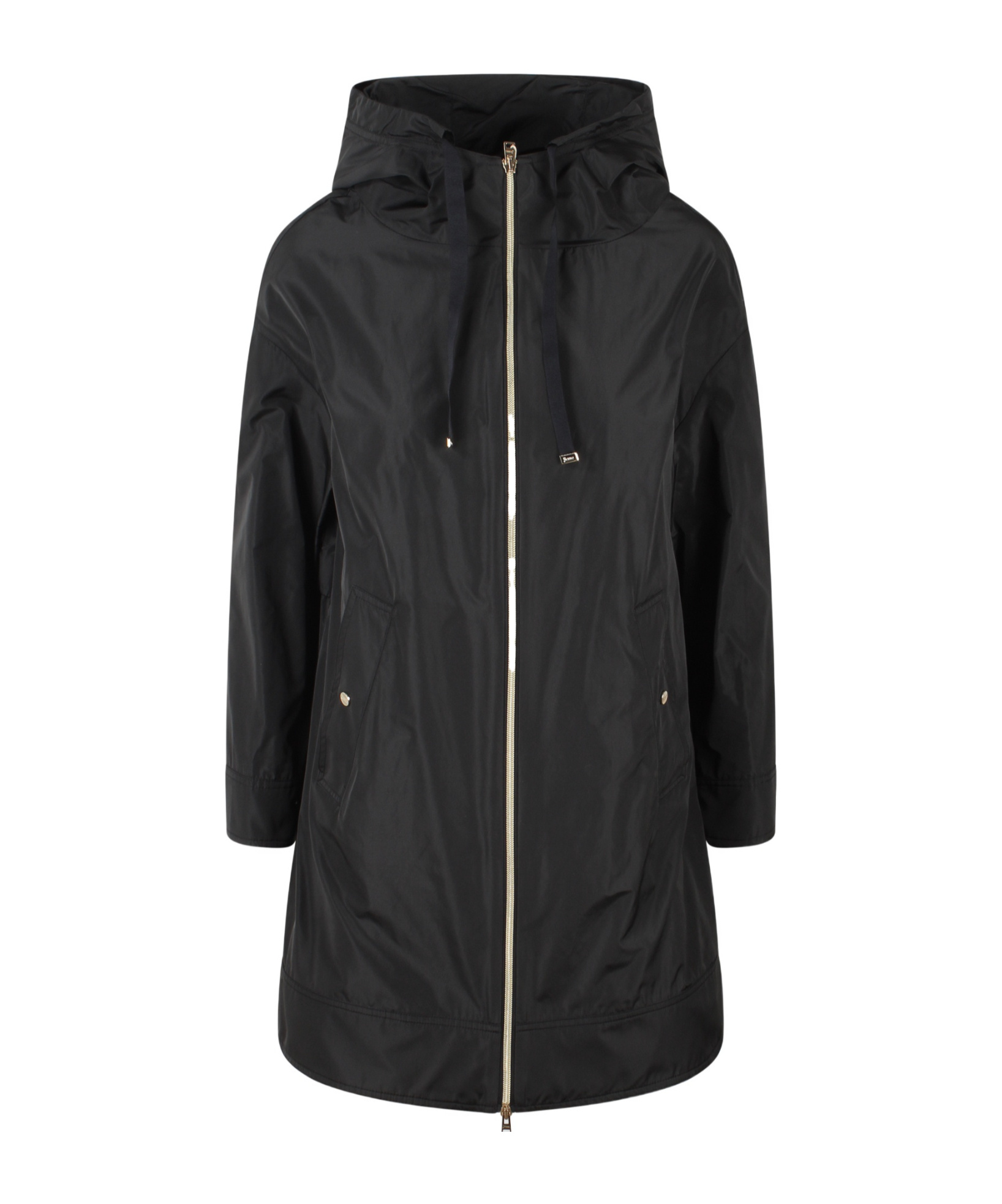 Herno Zipper Hooded Raincoat In Black