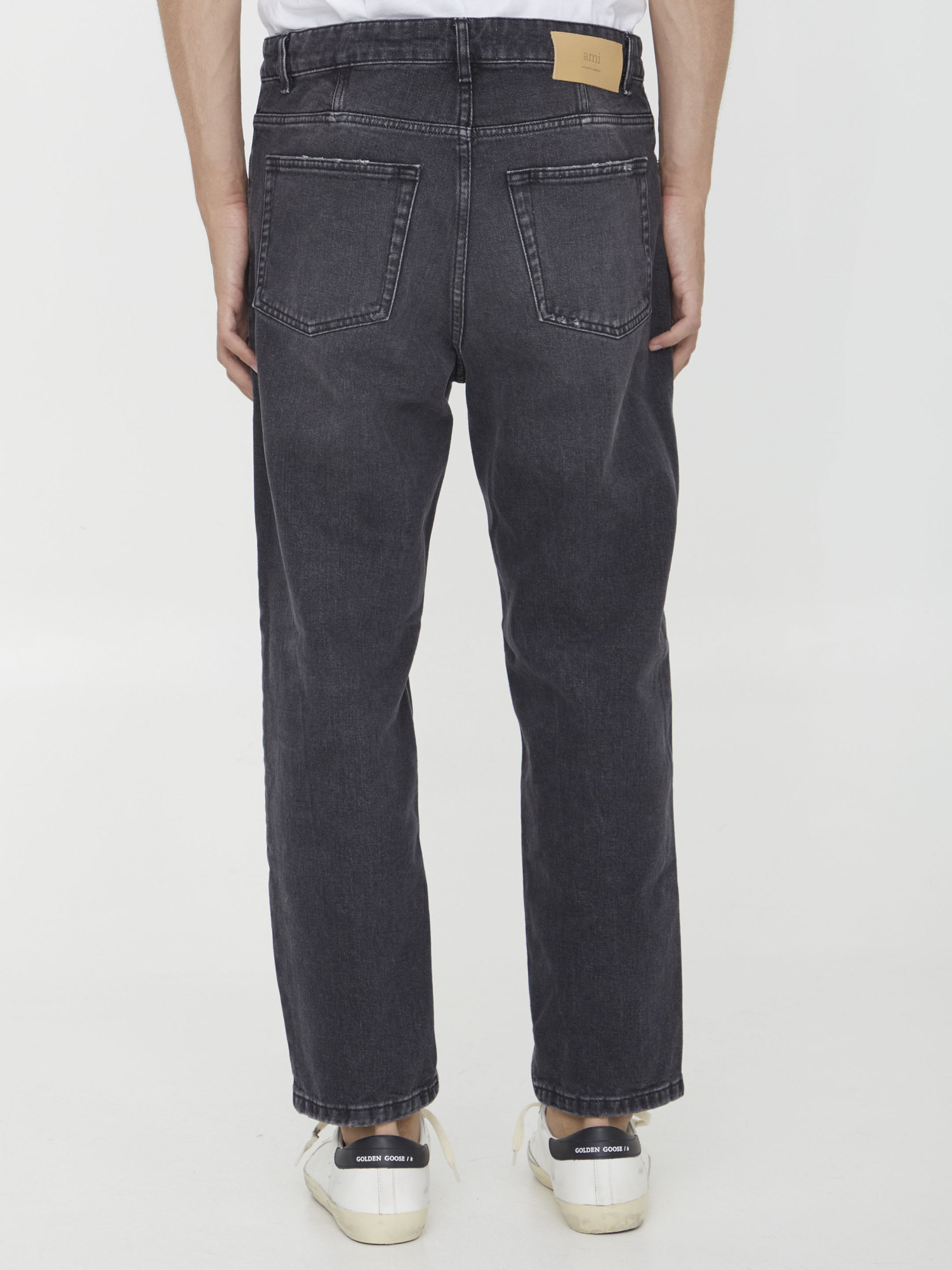 Ami Alexandre Mattiussi Ami Paris Belt-looped Mid-rise Jeans In Gray