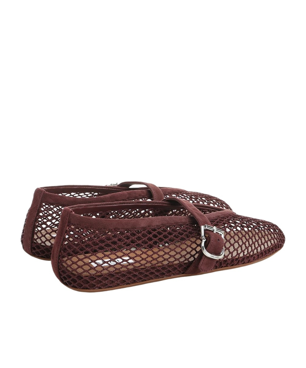 Alaïa Alaia Women Ballet Flats Mesh And Leather Ballerinas In Burgundy