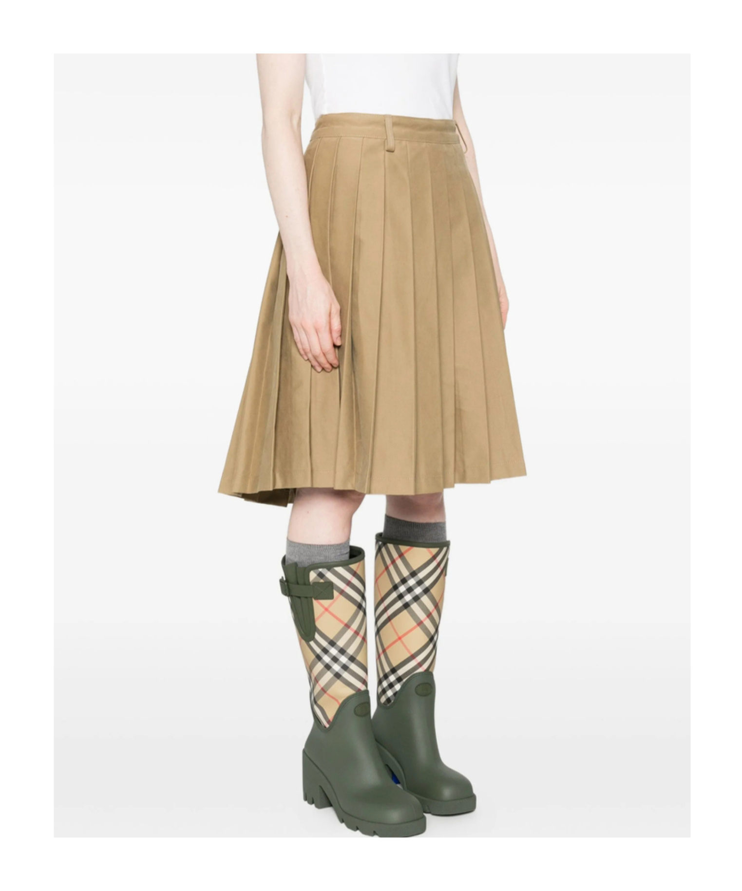 7 For All Mankind Pleated Skirt In Brown