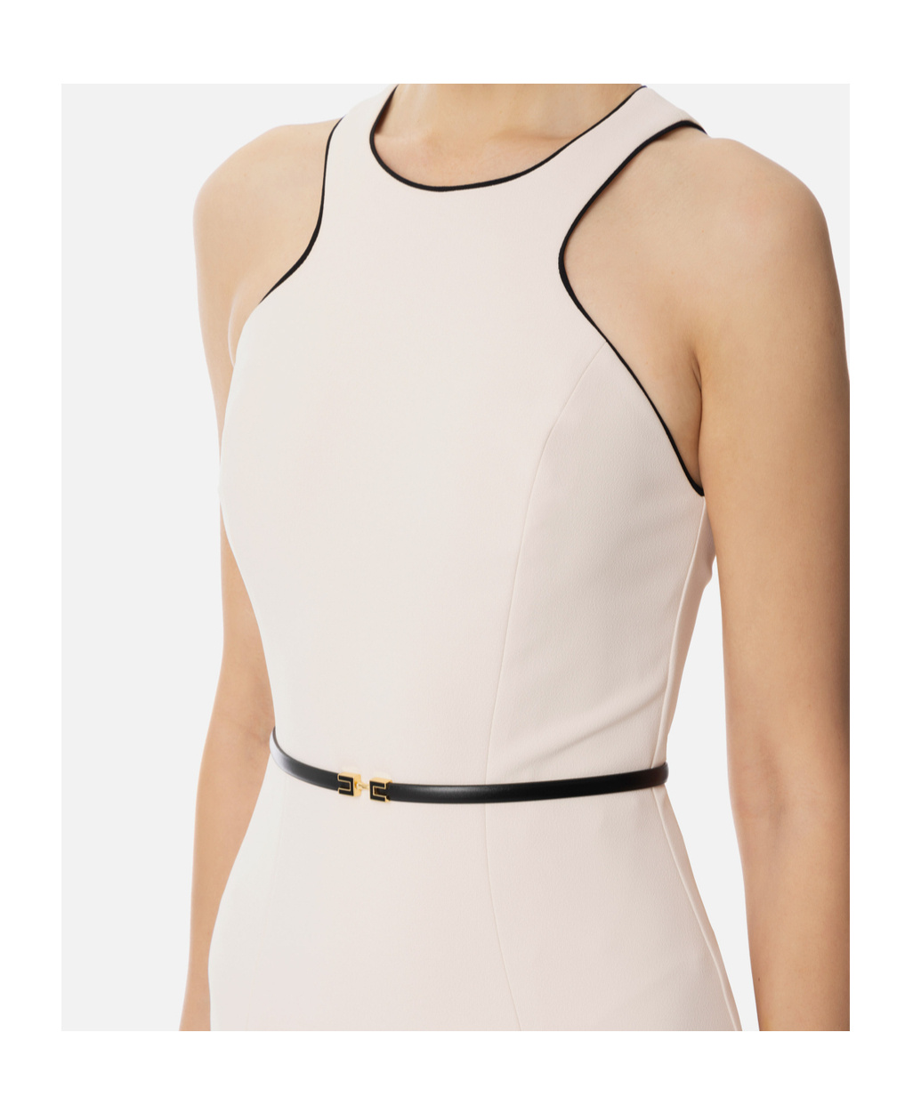 Elisabetta Franchi Mini Dress With Removable Belt And American Neckline In White
