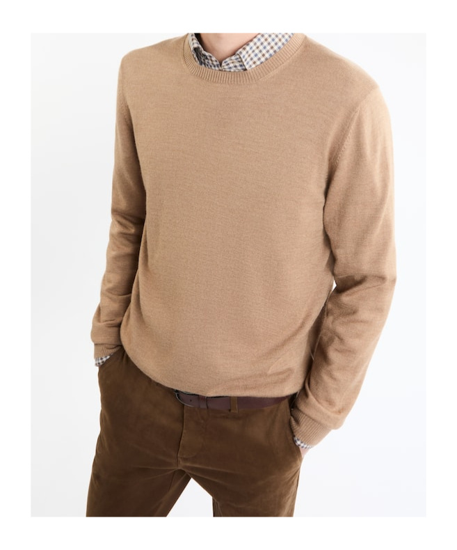 Fay Crew-neck Wool Jumper In Nude