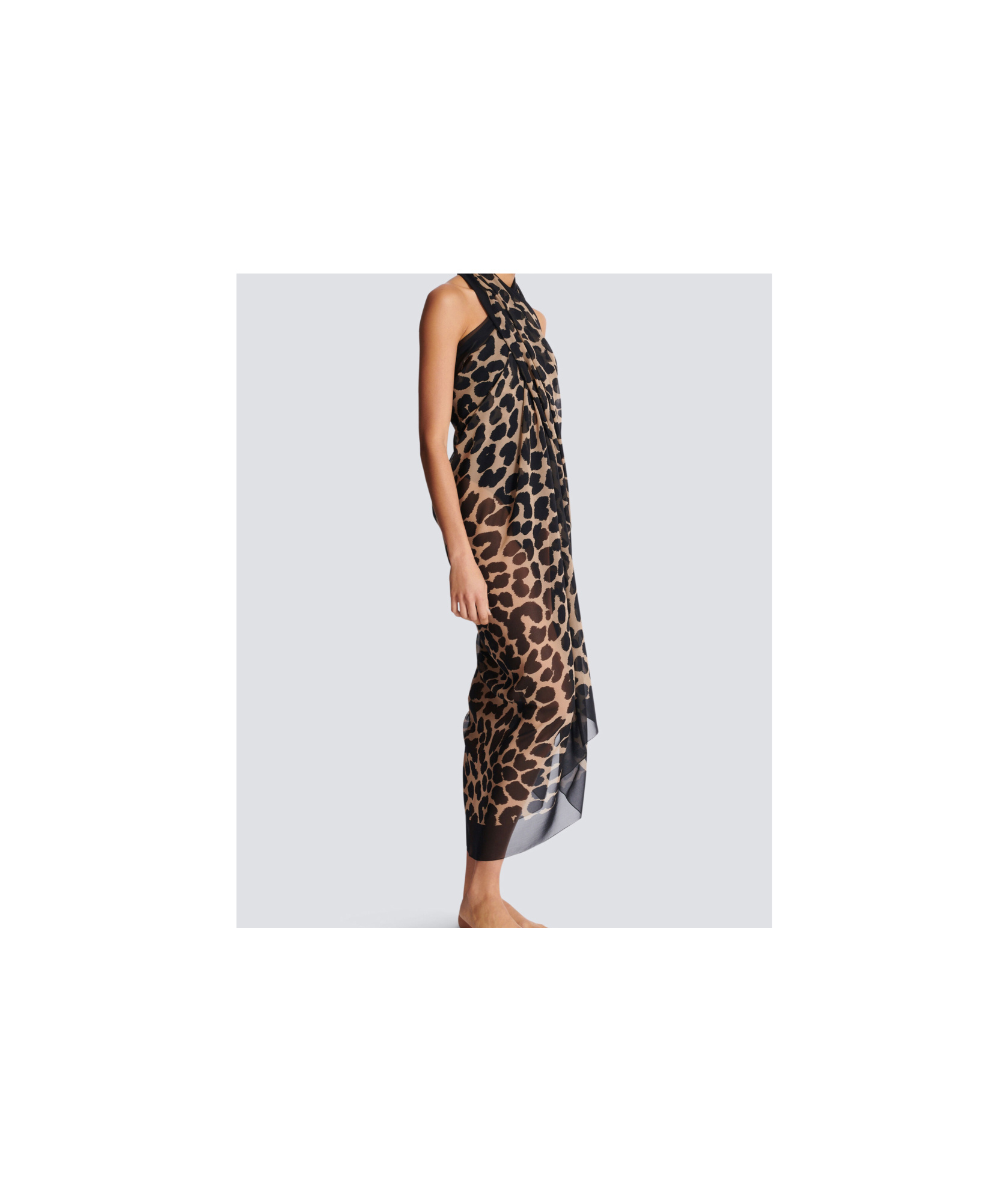 Balmain Leopard Print Beach Wrap In Animal Print