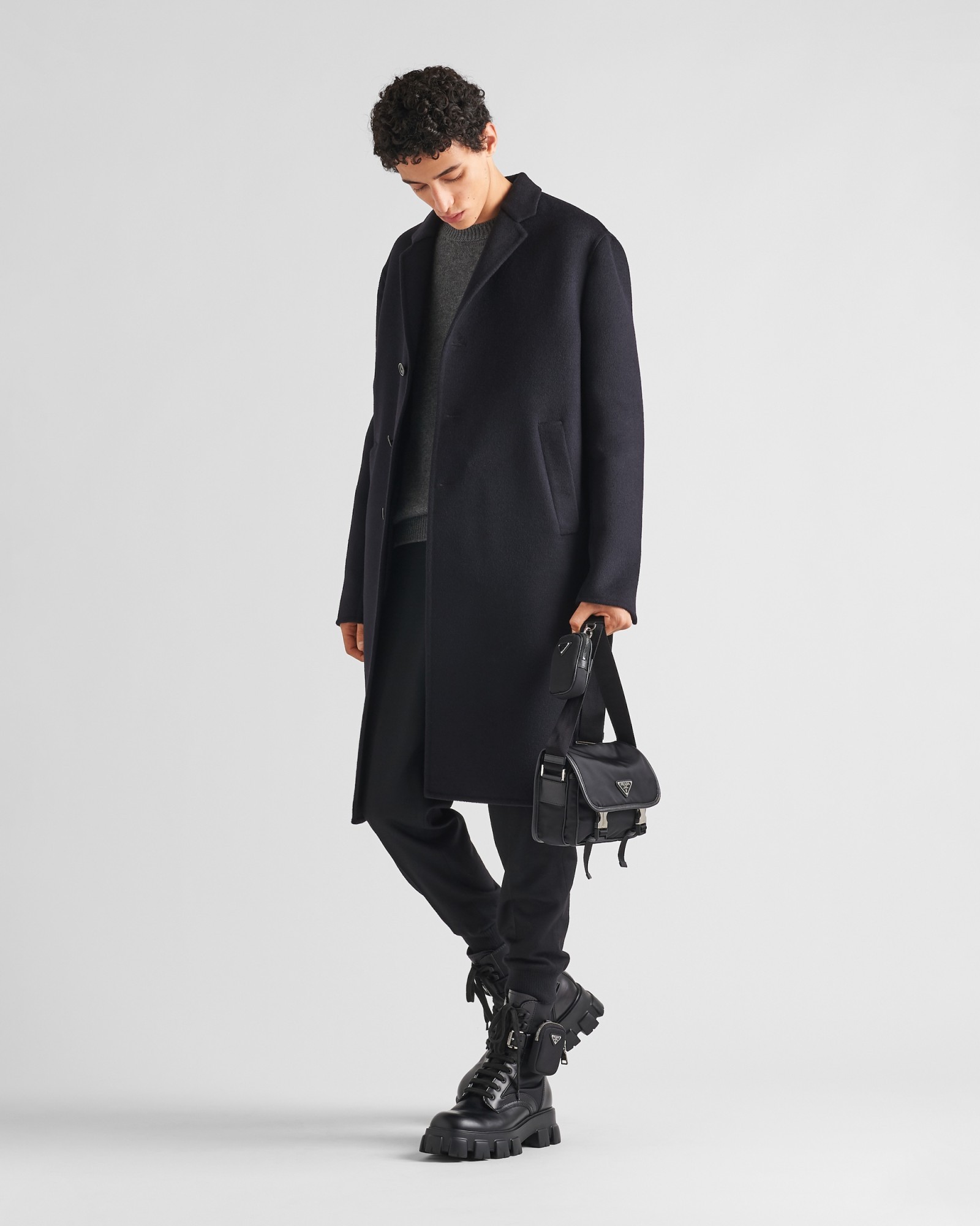 Prada Re-nylon And Saffiano Leather Shoulder Bag In Black