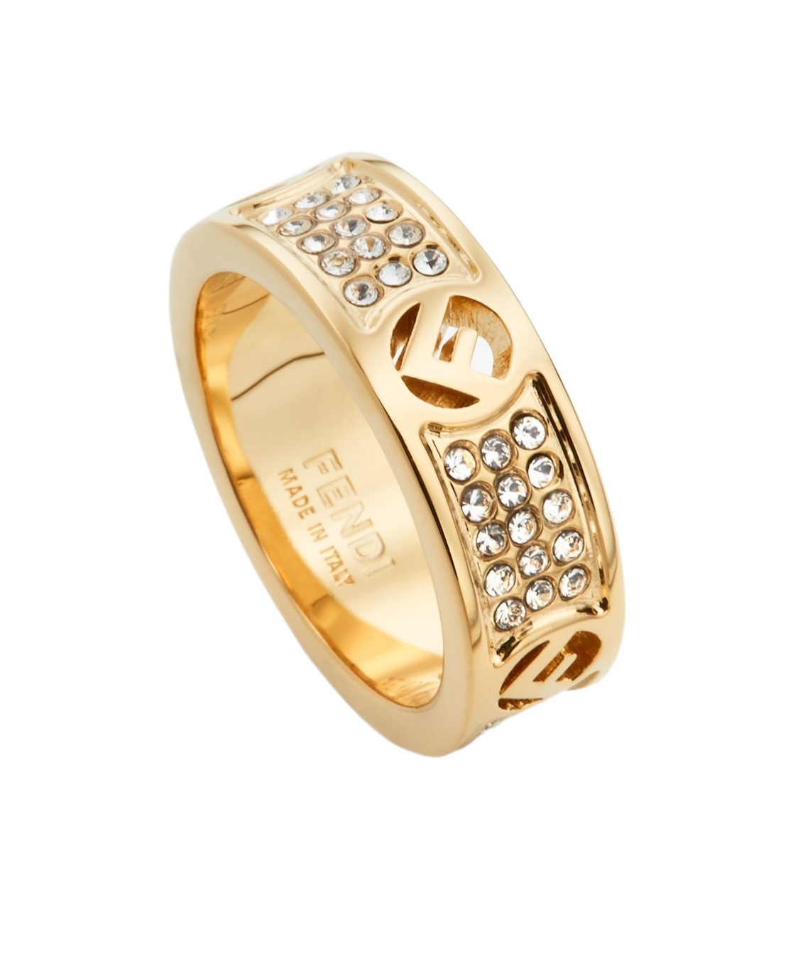 Fendi Logo Ring In Yellow