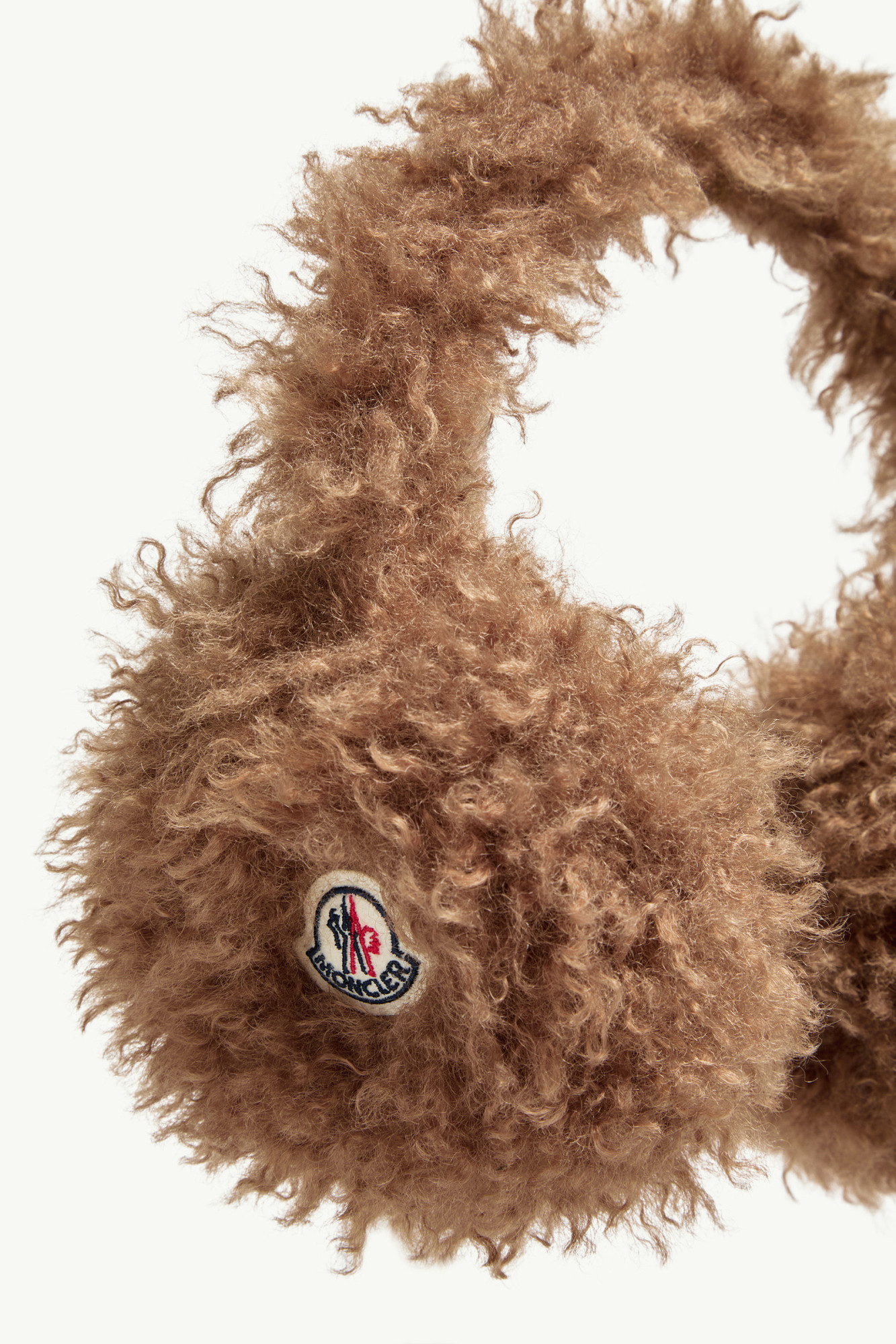 Moncler Teddy Fleece Padded Earmuffs With Adjustable Band In Brown