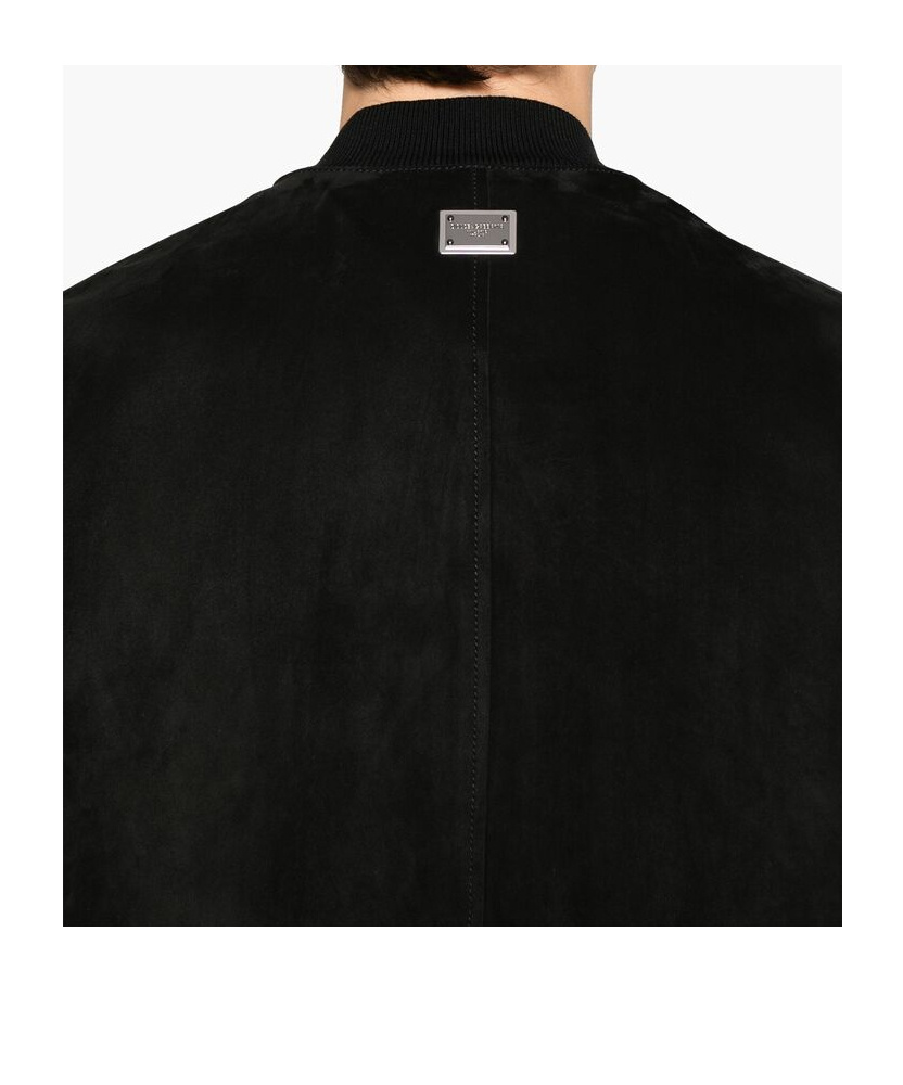 Shop Dolce & Gabbana Suede Bomber Jacket In Black