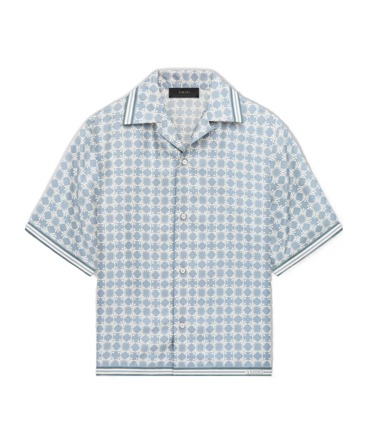 Amiri Cuban Collar Shirt Monogram Pattern In Blue