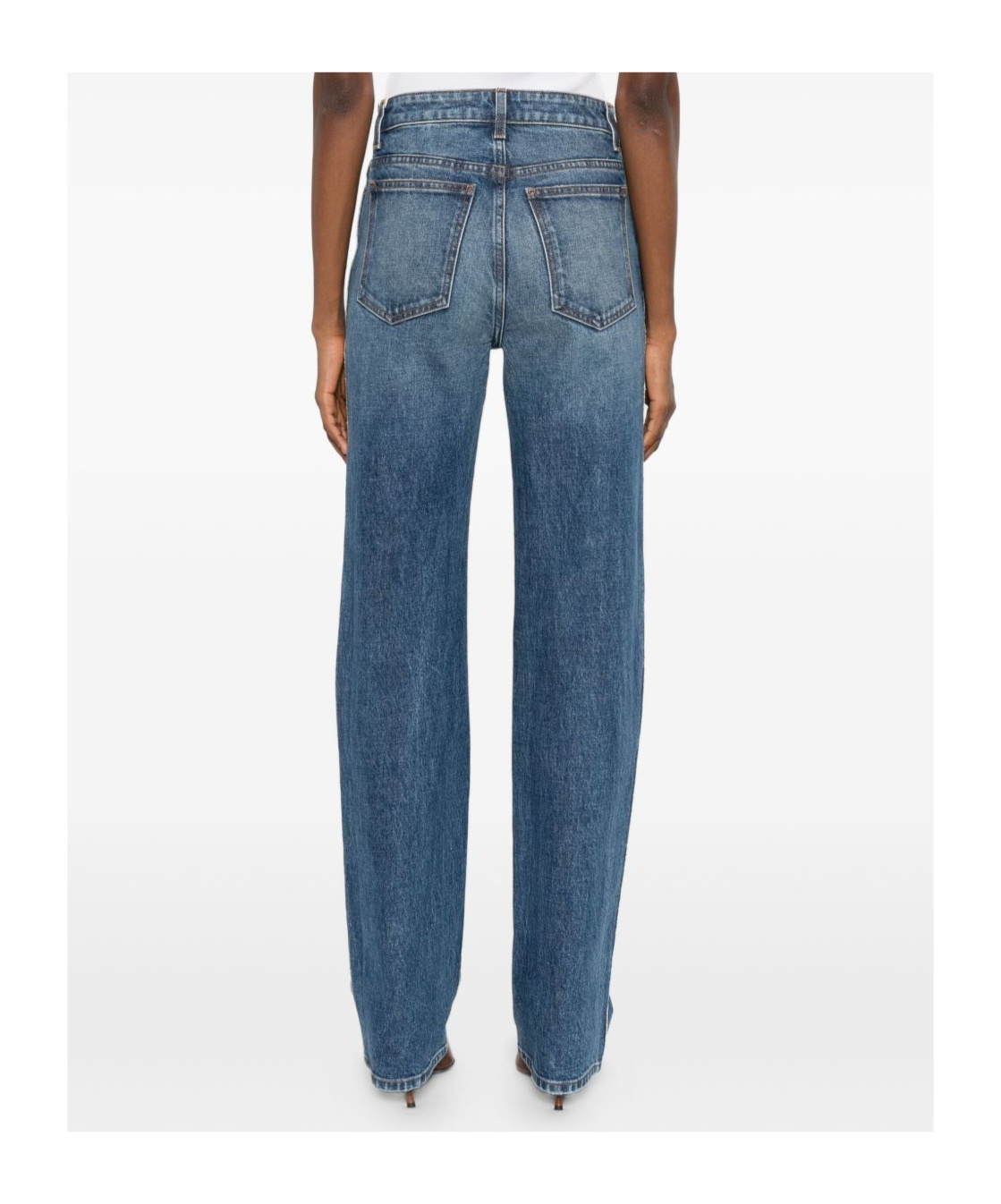 Khaite Whiskered Denim Trousers In Blue