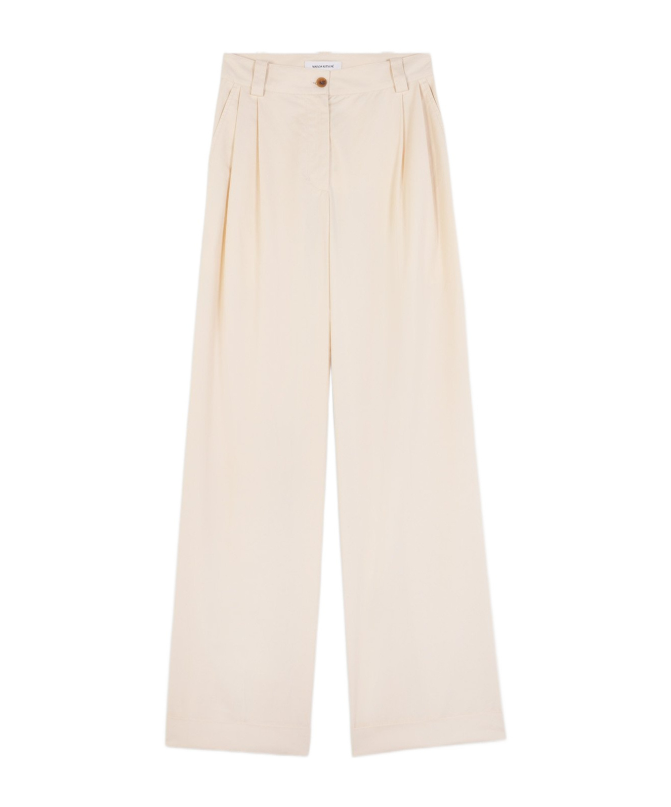 MAISON KITSUNÉ LOGO-EMBROIDERED PLEATED STRAIGHT TROUSERS