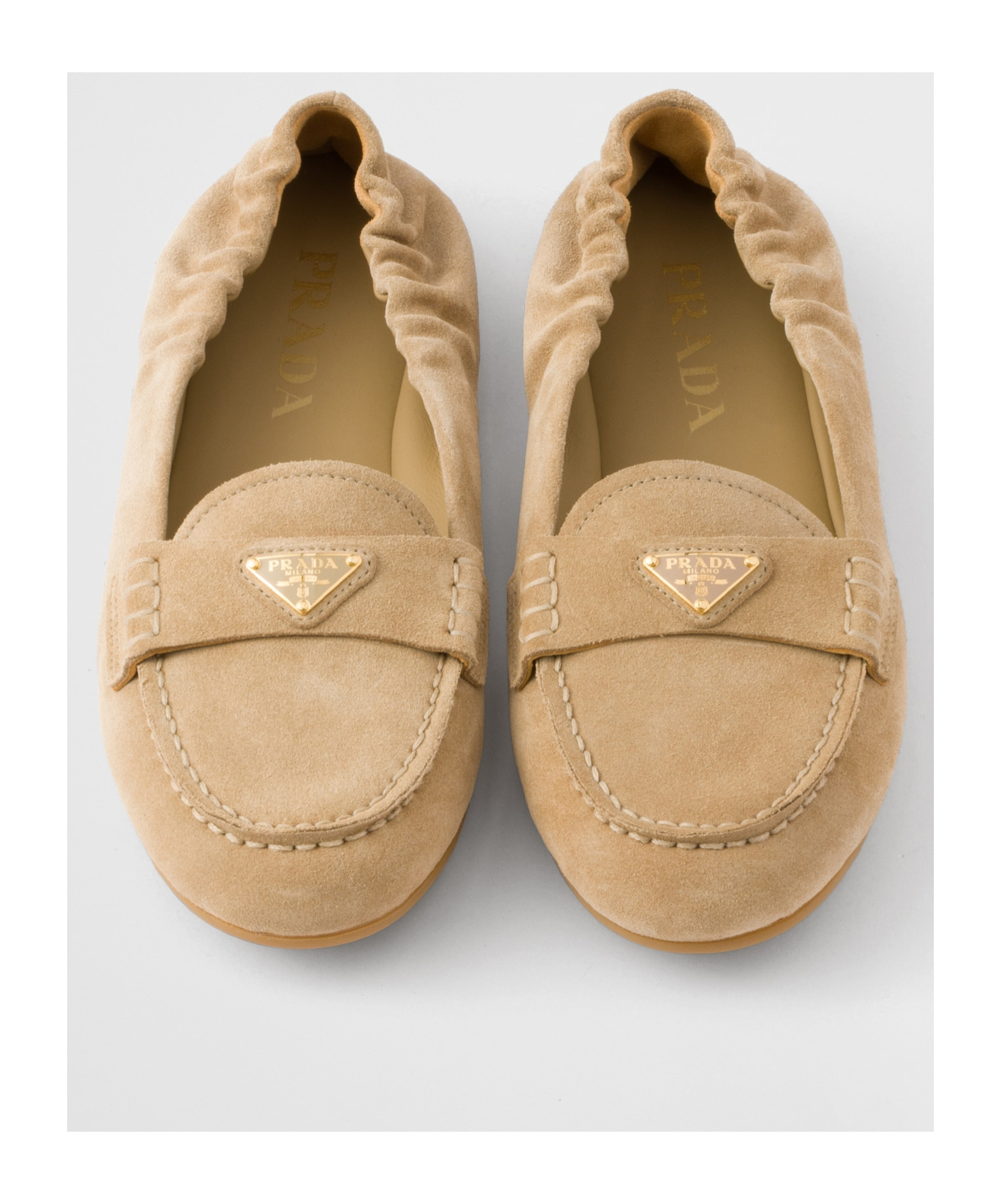 Prada Round-head Flat Shoes In Brown