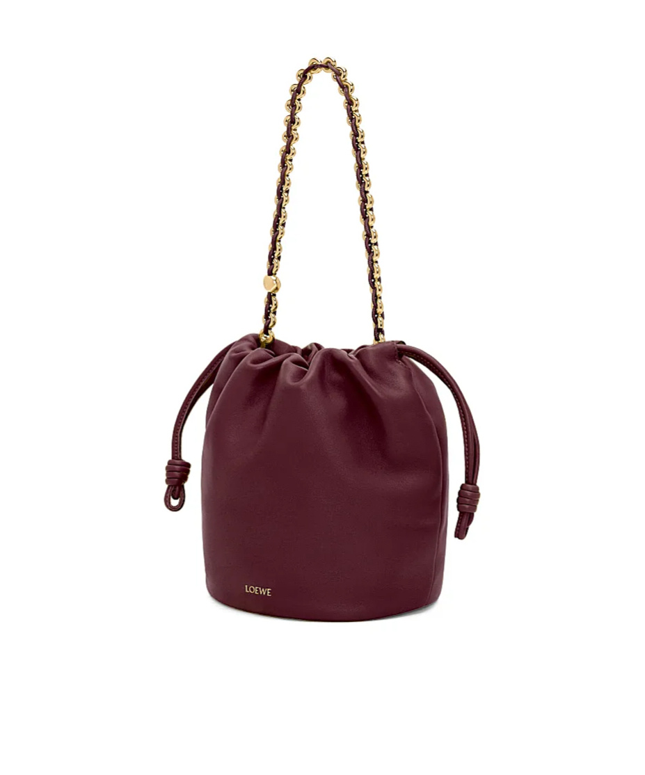 Shop Loewe Flamenco Purse Bucket Bag In Mellow Nappa Lambskin In Red