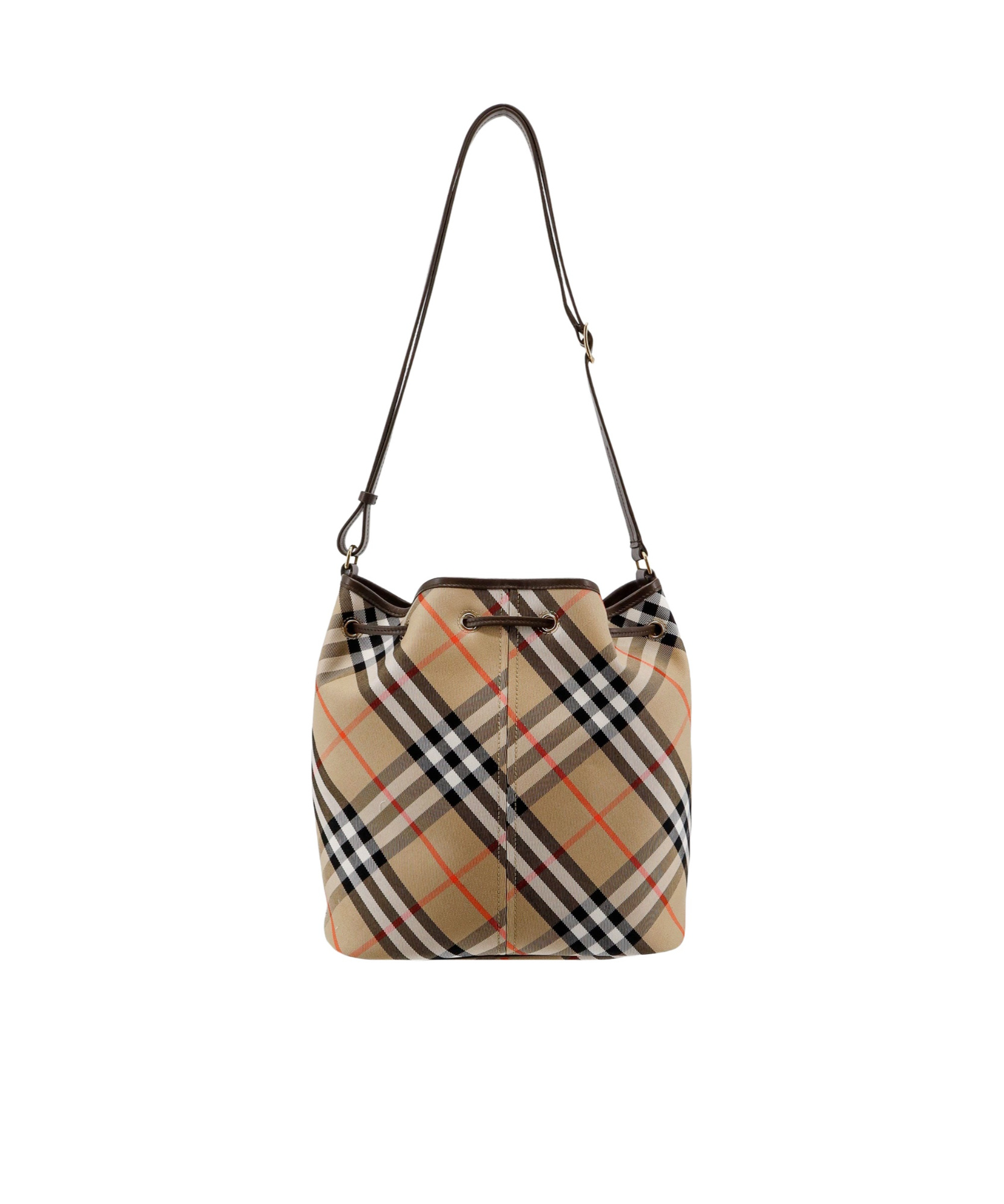 Burberry Small Bucket With Shoulder Strap Check In Multicolor