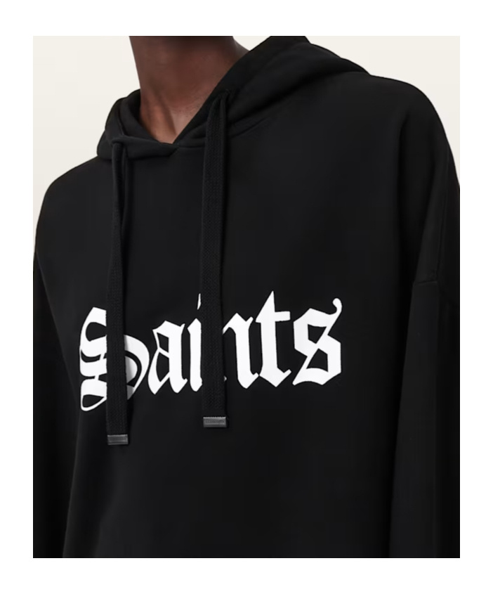 Allsaints Saint Etienne Oversize Organic Cotton Hoodie In Black