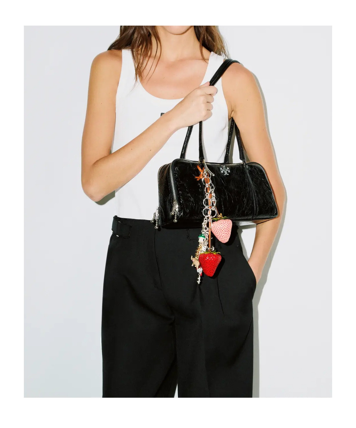 Tory Burch Small Marshmallow Crinkle-leather Shoulder Bag In Black