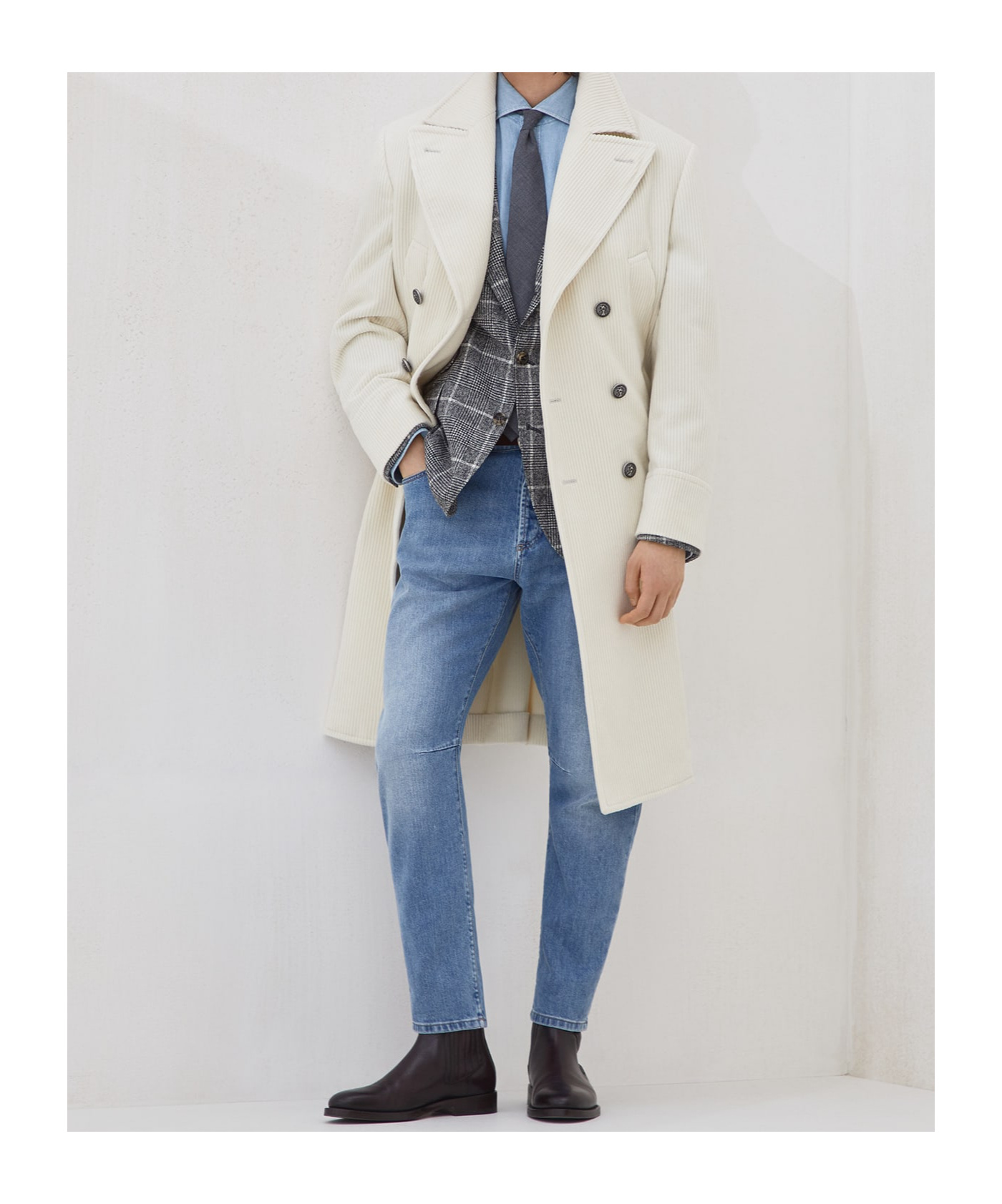 Brunello Cucinelli One-and-a-half-breasted Coat In White