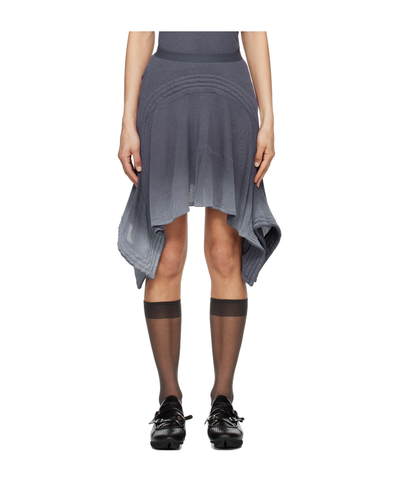 Kiko Kostadinov Navy Celritatem Padded Midi Skirt