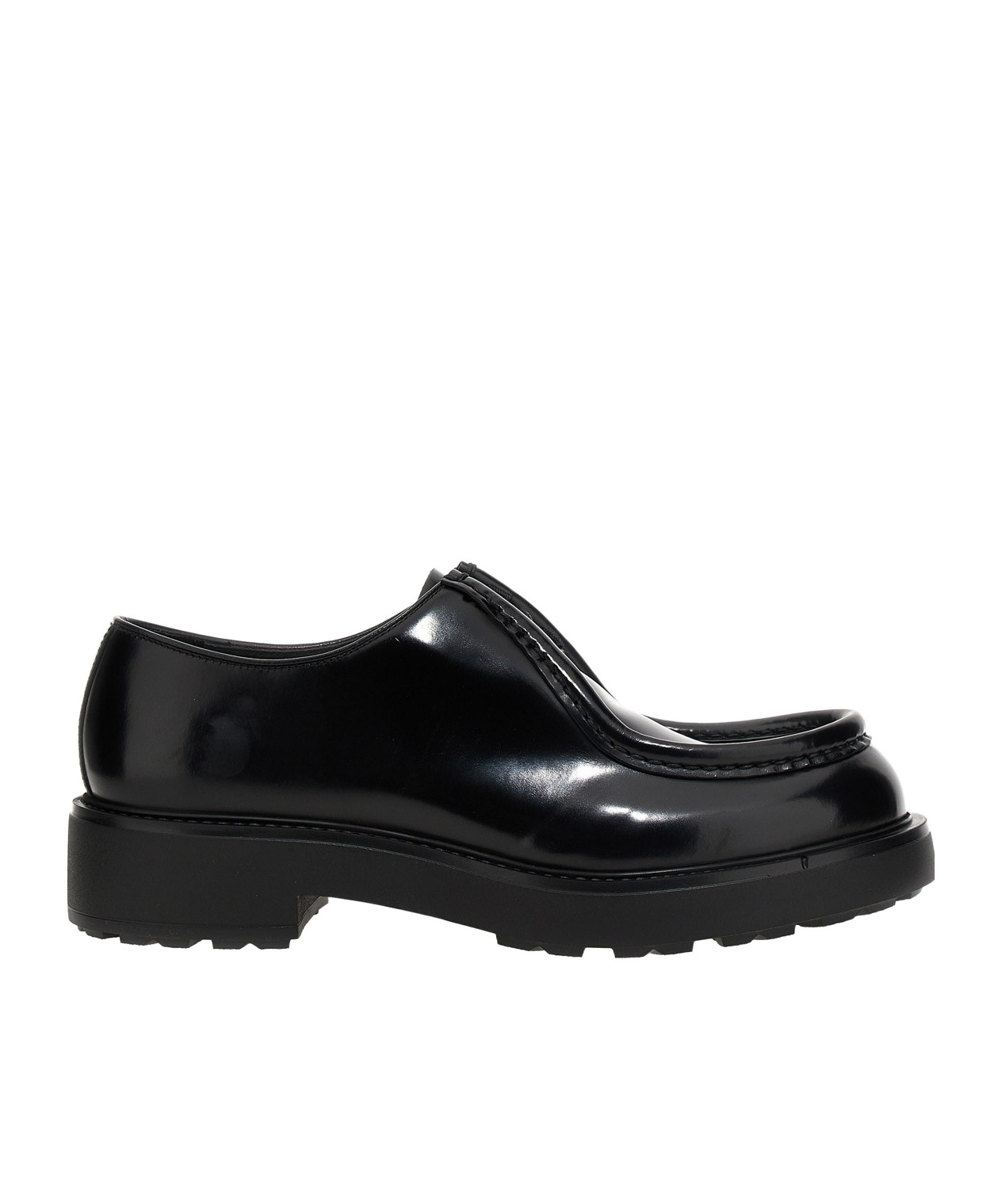 Shop Prada Round-toe Lace-up Shoes In Black