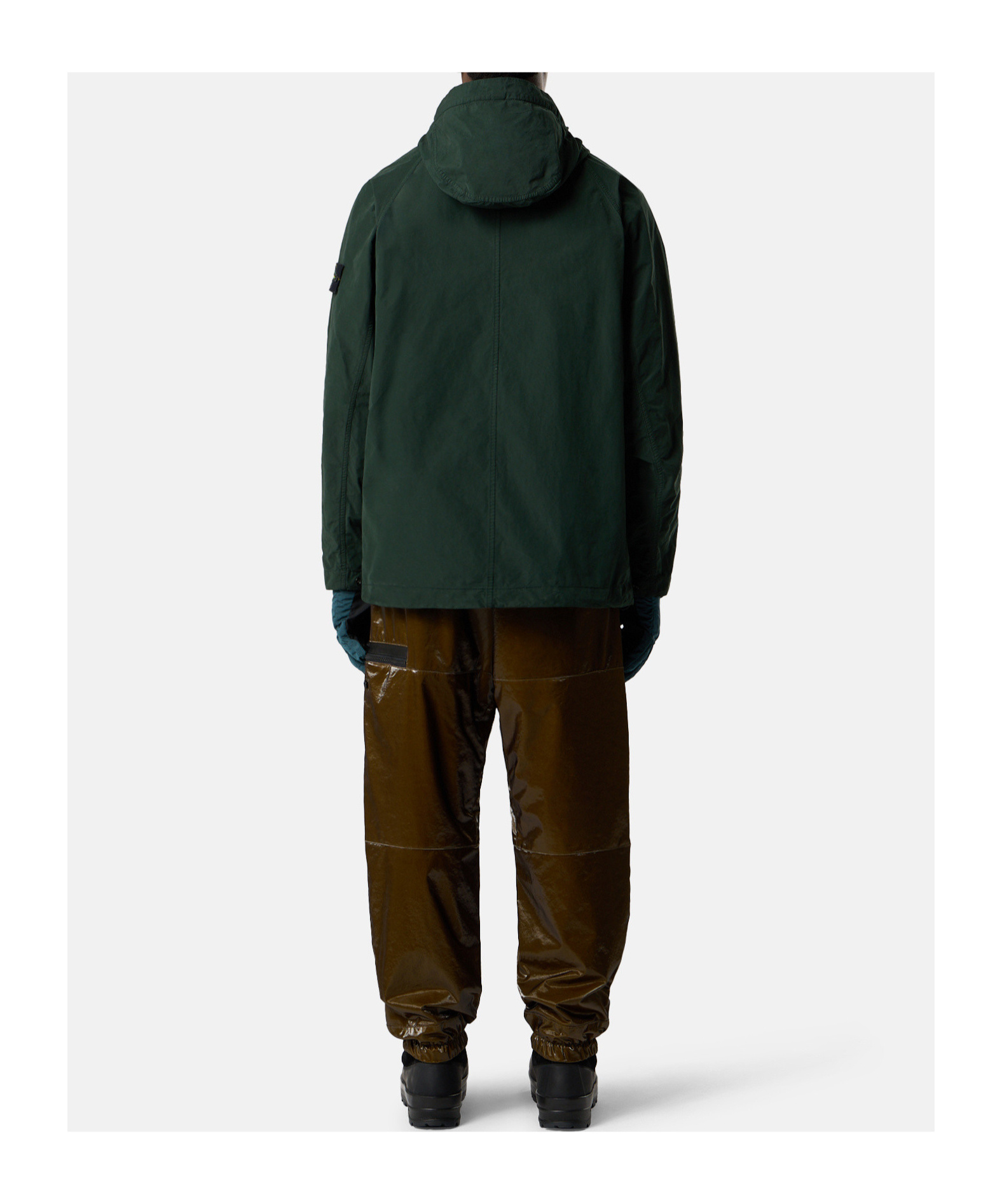 Stone Island Hooded Jacket With Anti-drop And Zip Pockets In Green