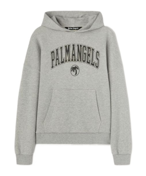Palm Angels College Palm Logo Printed Hoodie In Gray