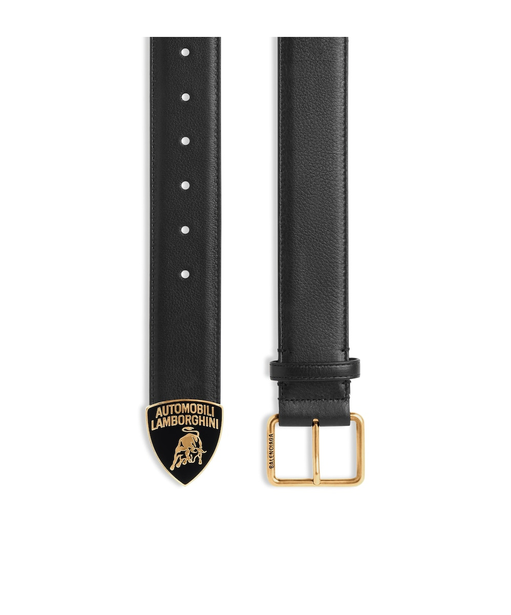 Balenciaga Men's Automobili Lamborghini Classic Belt In Black
