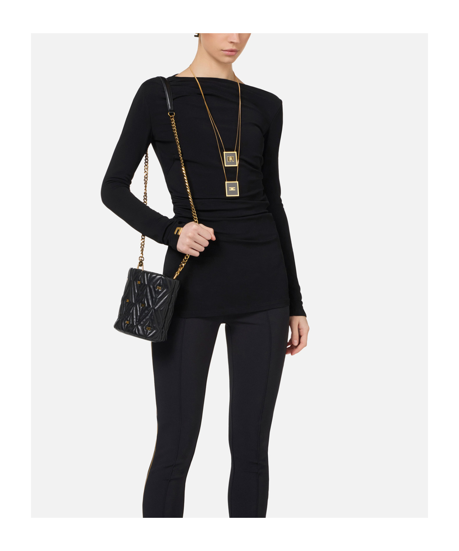 Elisabetta Franchi Long-sleeved Sweater In Black