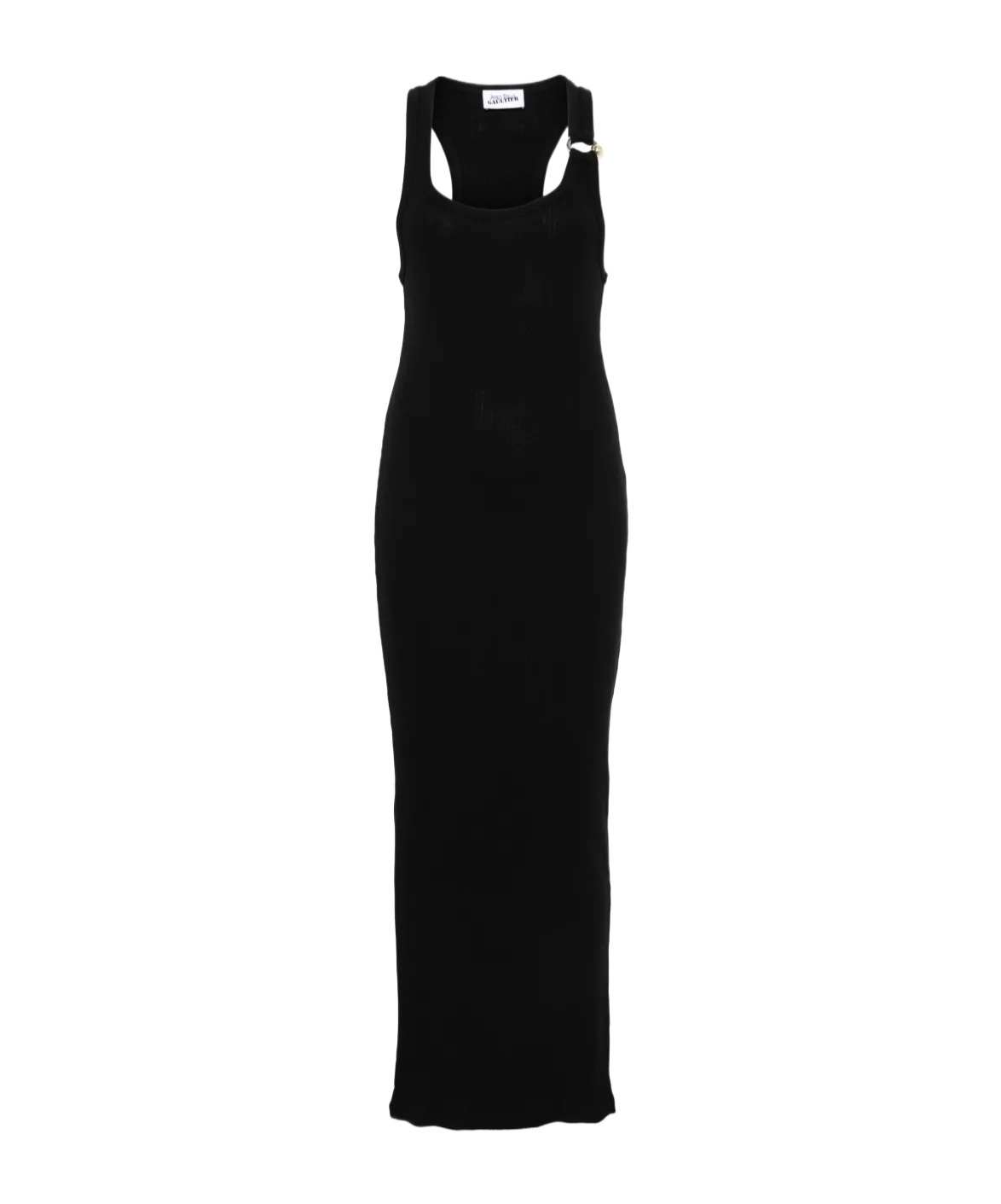 Jean Paul Gaultier Piercing Cotton Jersey Maxi Dress In Black