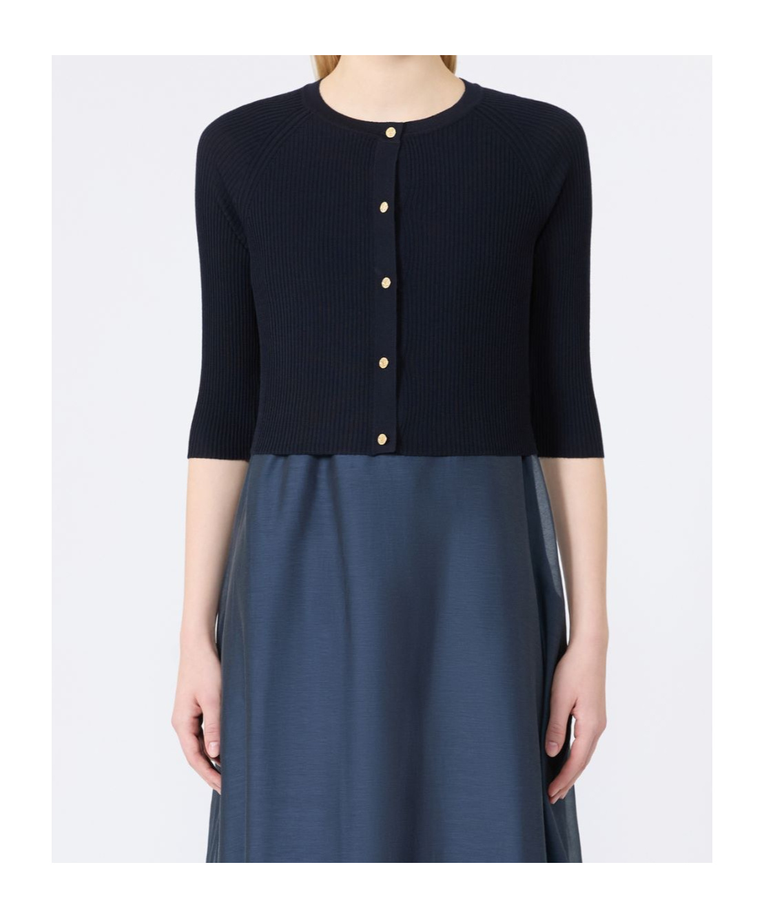 Max Mara Virgin Wool Cropped Cardigan In Multi
