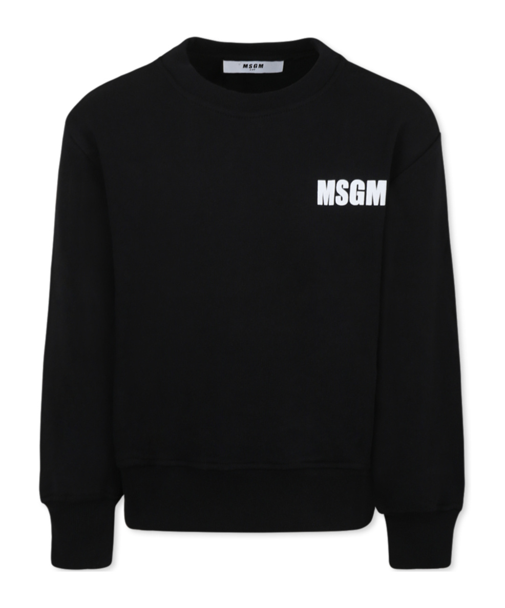 Msgm Long-sleeved Sweater In Black