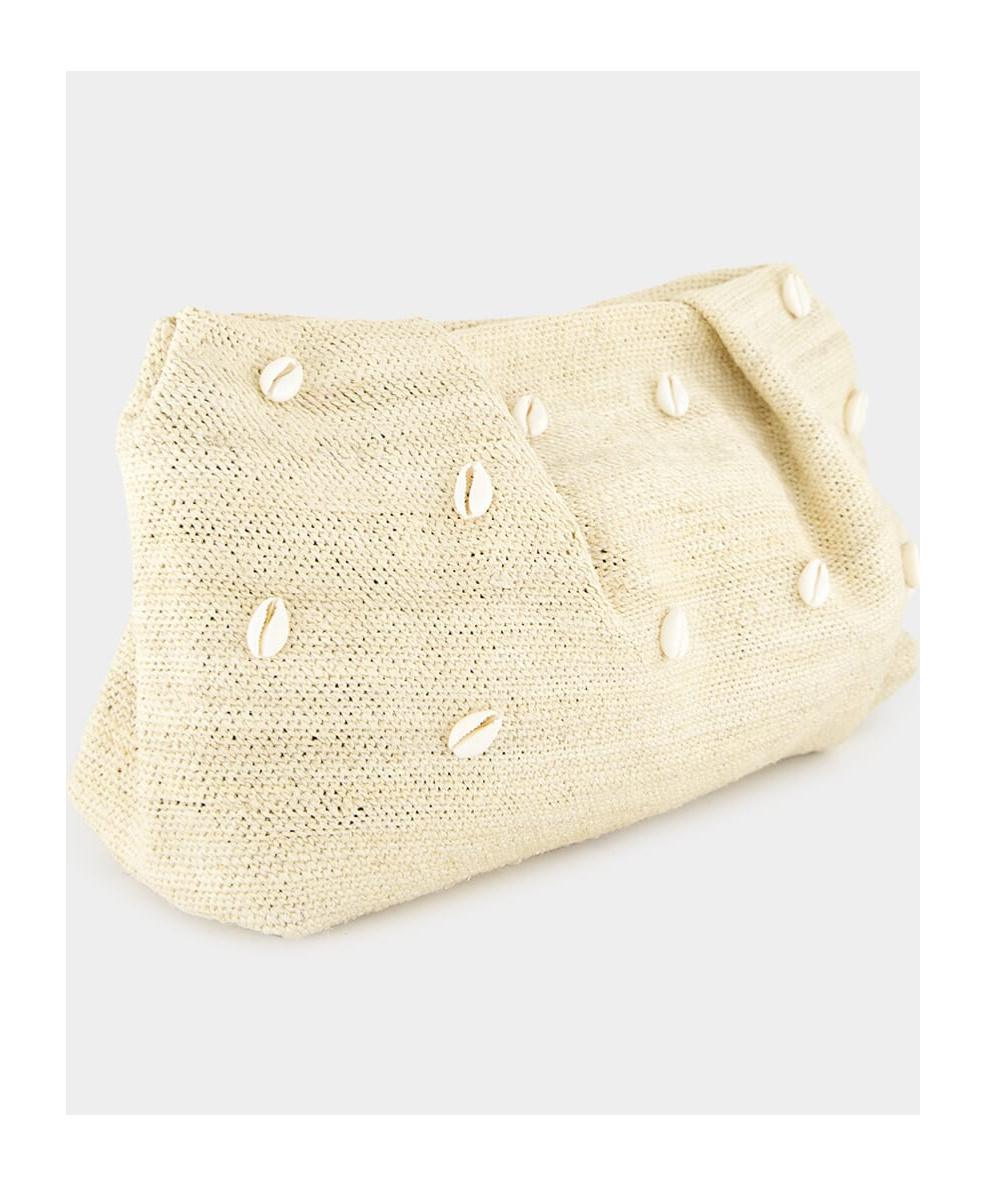 Sensi Studio Mini Seashell-sisal Clutch Bag In Brown