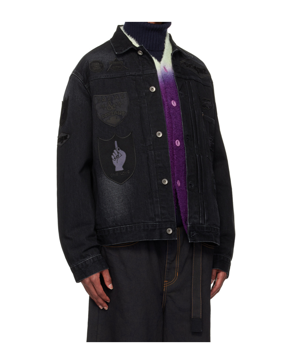 Sacai Sponge Sweat X Grosgrain Hoodie In Black