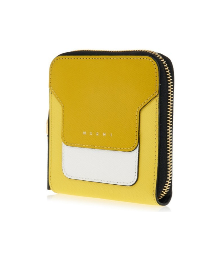 Shop Marni Zipper Wallet In Yellow