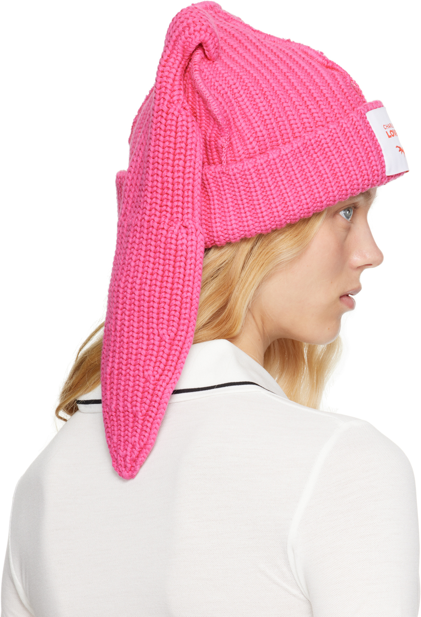 Charles Jeffrrey Loverboy Chunky Rabbit Beanie In Pink