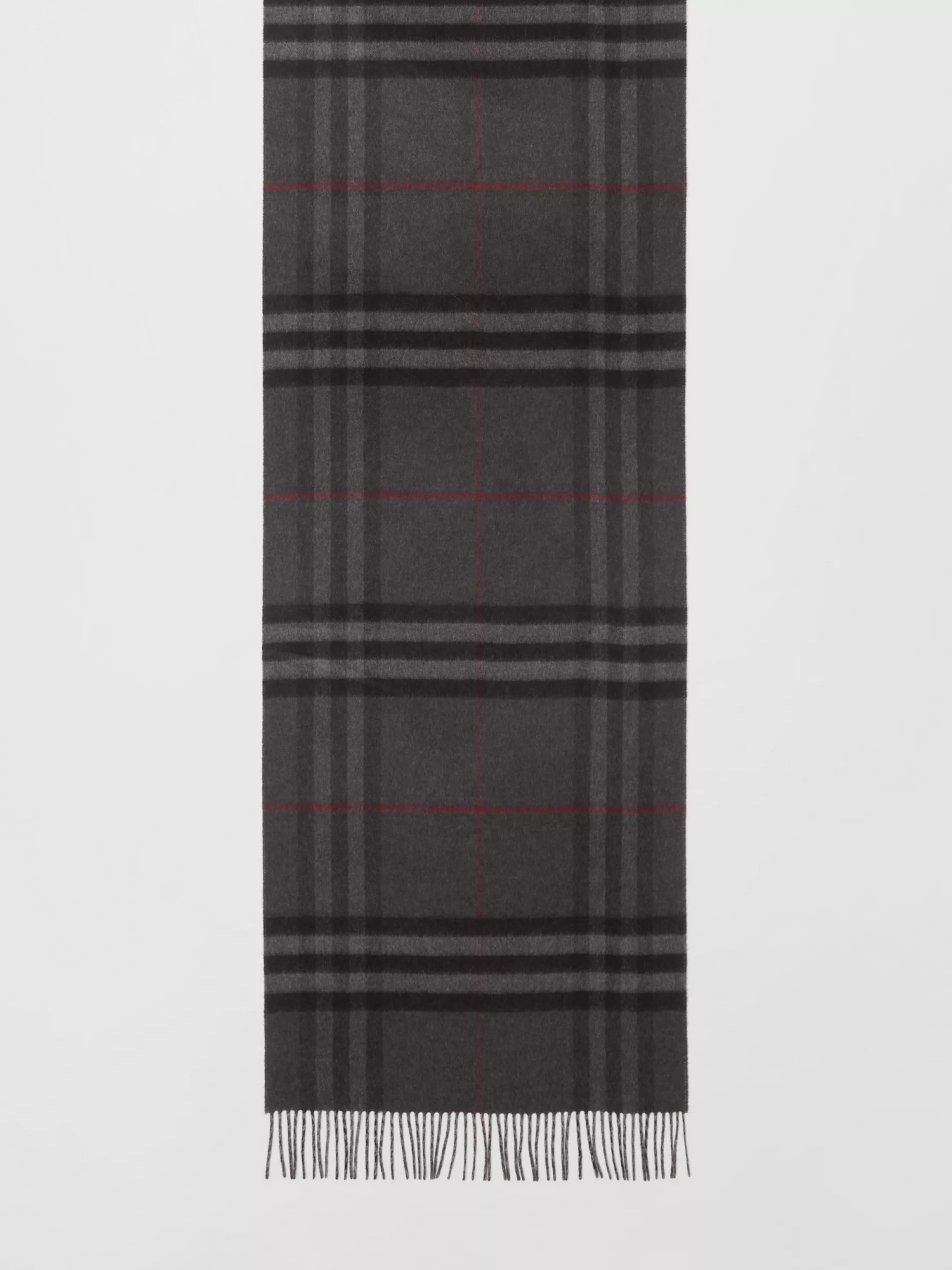 Burberry Reversible Check Cashmere Scarf In Charcoal-grey