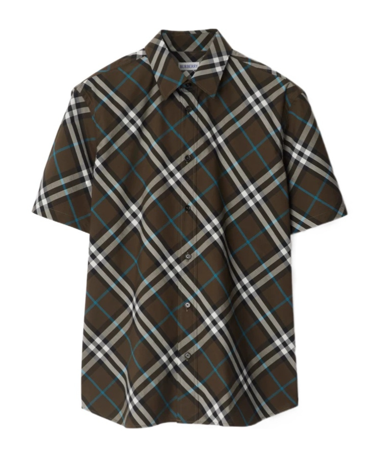Burberry Check Cotton Short Sleeve Shirt In Green