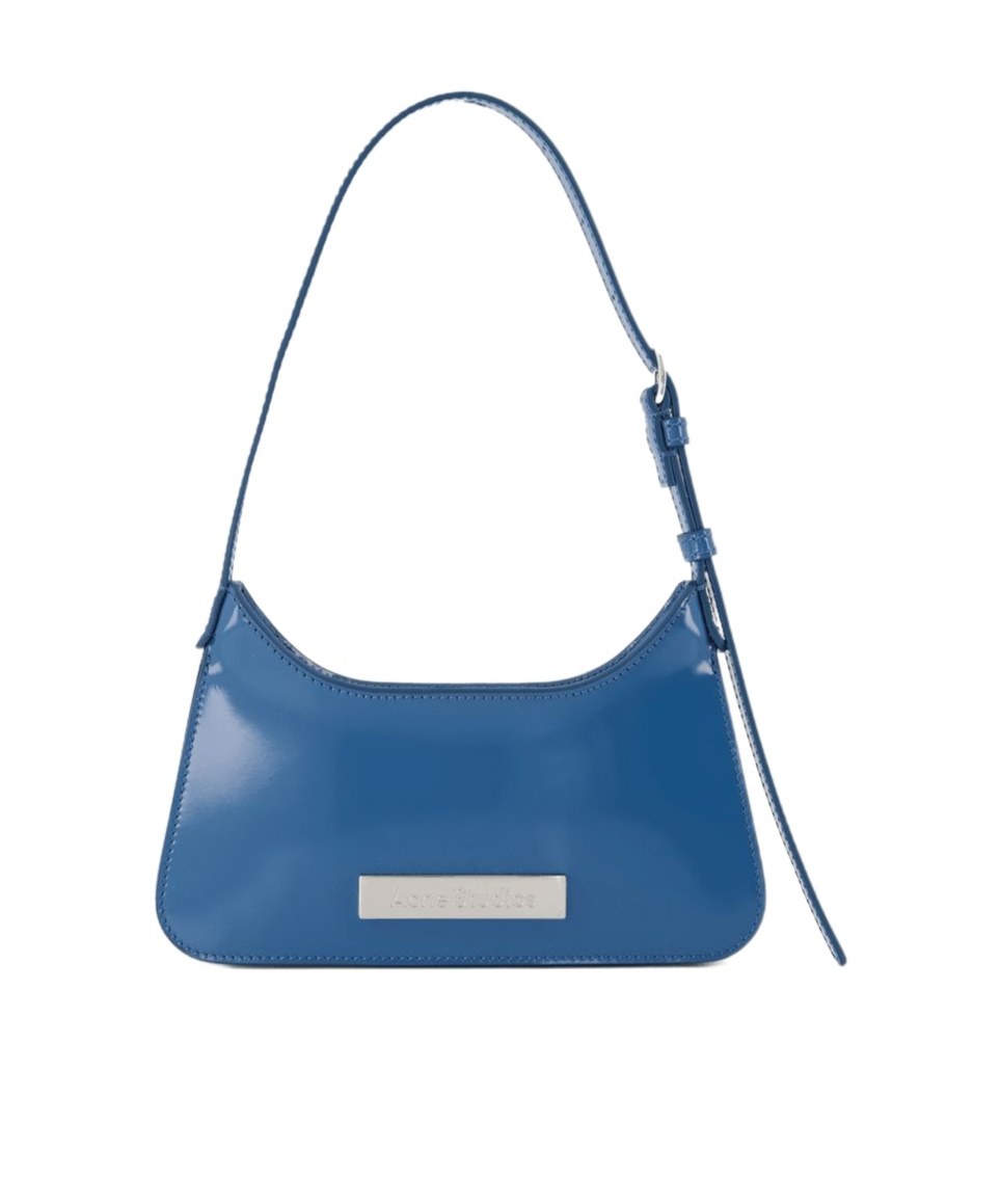 Acne Studios Letter Detail Shoulder Bag In Blue