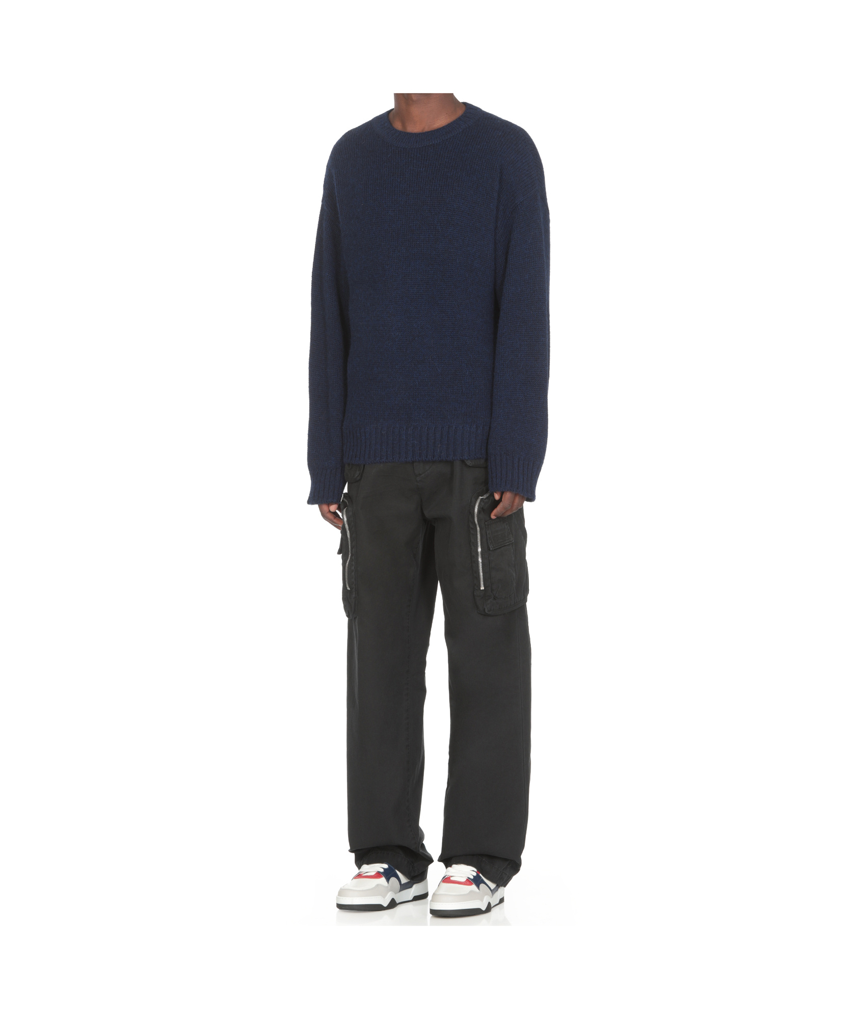 Dsquared2 Man Sweater Navy Size L Alpaca Wool In Black