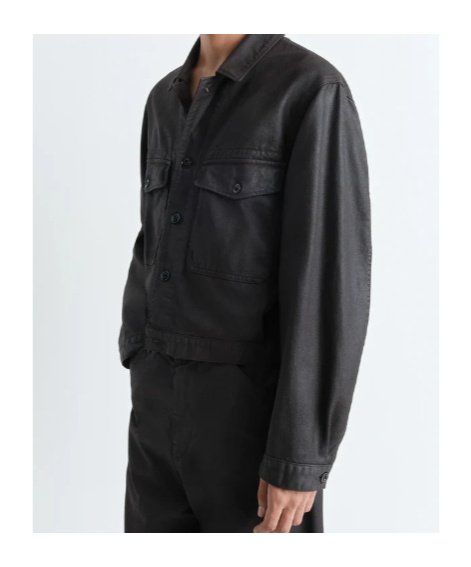 Lemaire Buttoned Trucker Jacket In Dark Chocolate