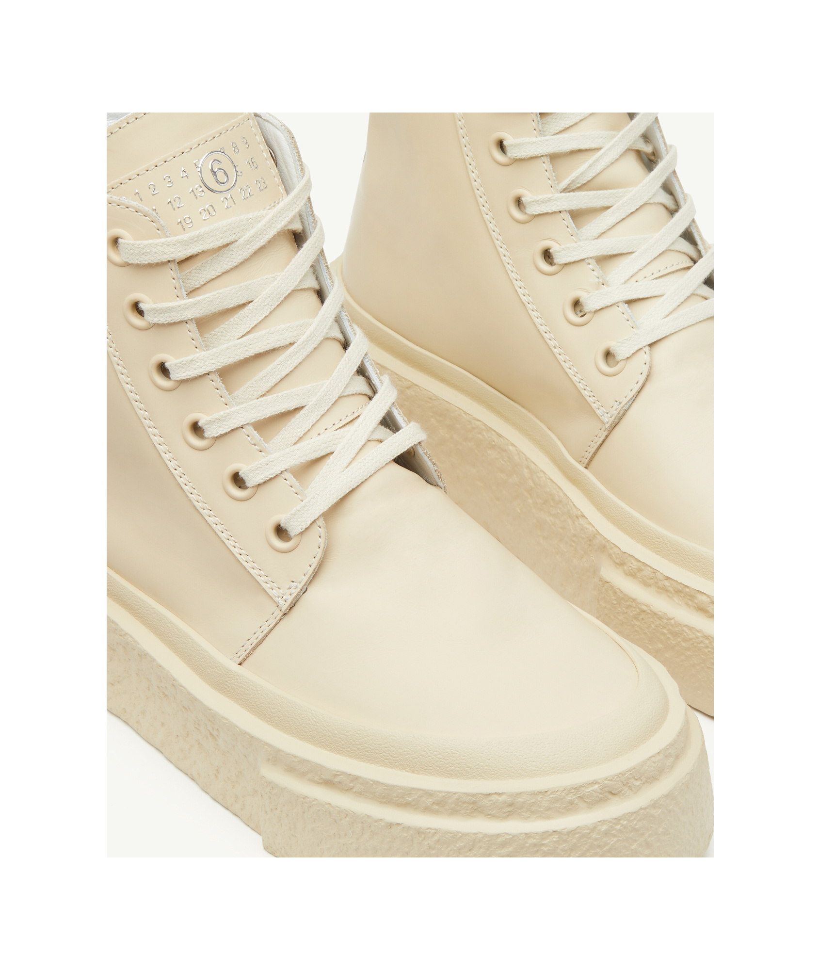 Shop Mm6 Maison Margiela Lace-up Leather Sneakers In Nude