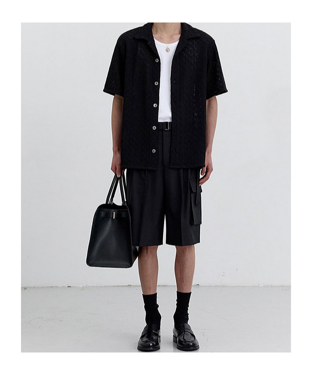 Dunst Belted Multipocket Bermuda Shorts In Black
