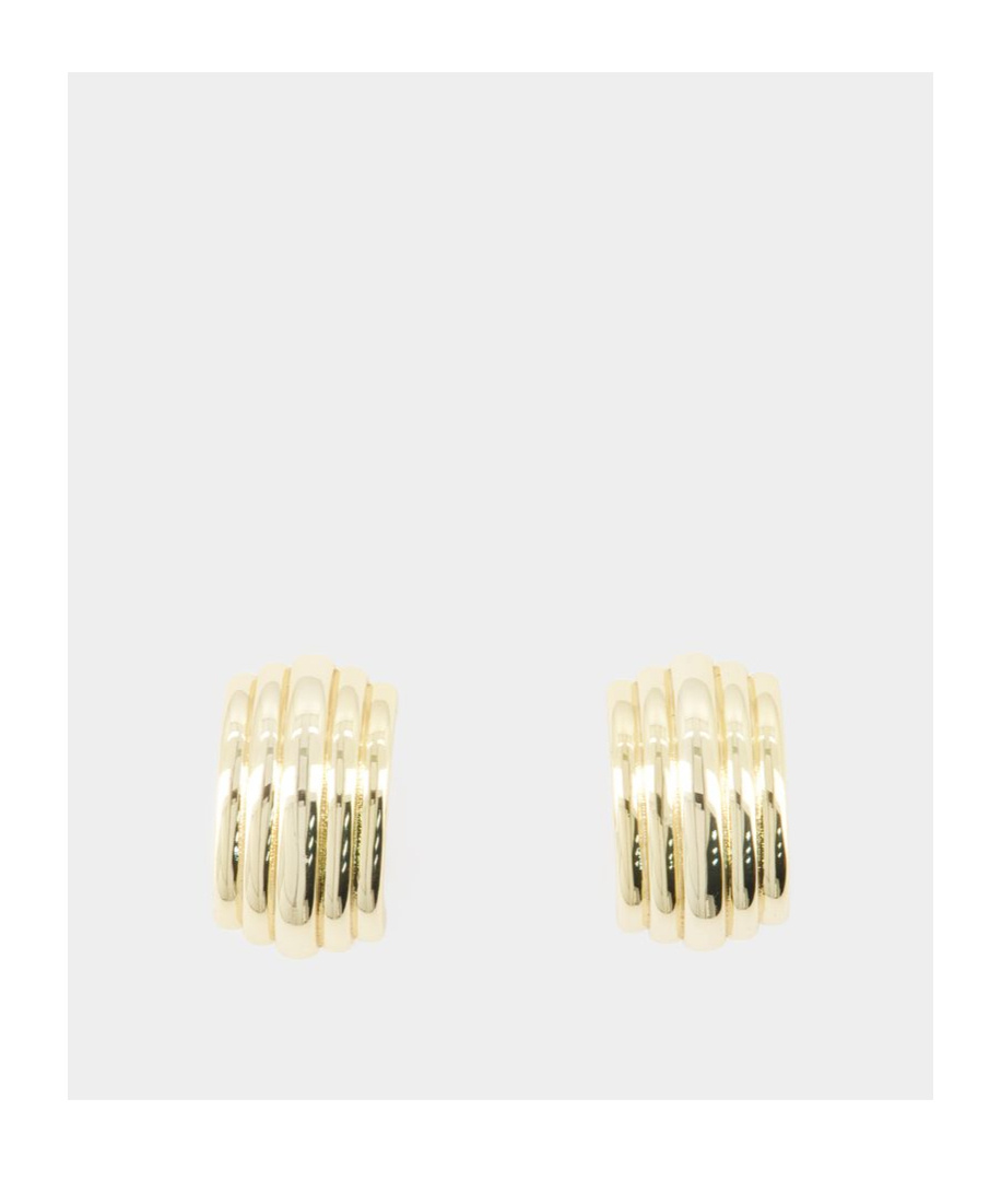 Shop Anine Bing Polished Ribbed Earrings In Yellow