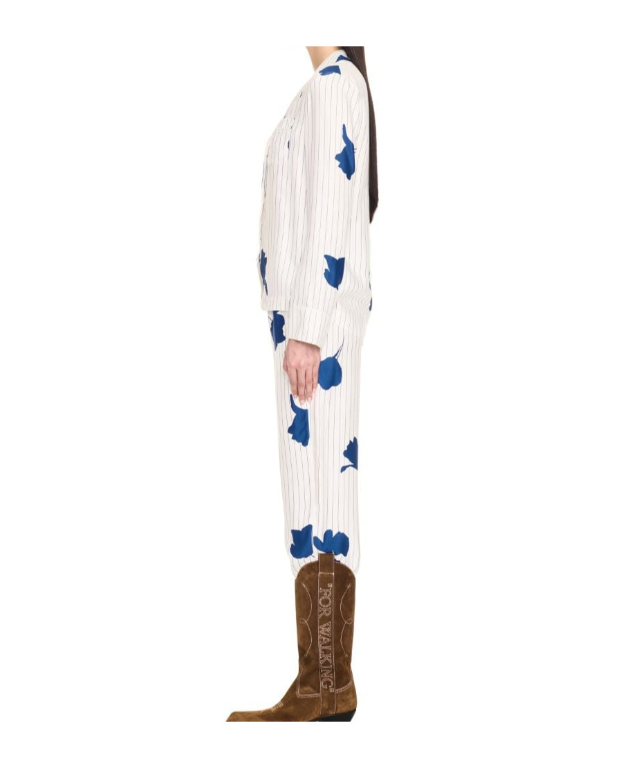 Off-white Stripe Flwr Pajama Ls Shir In White