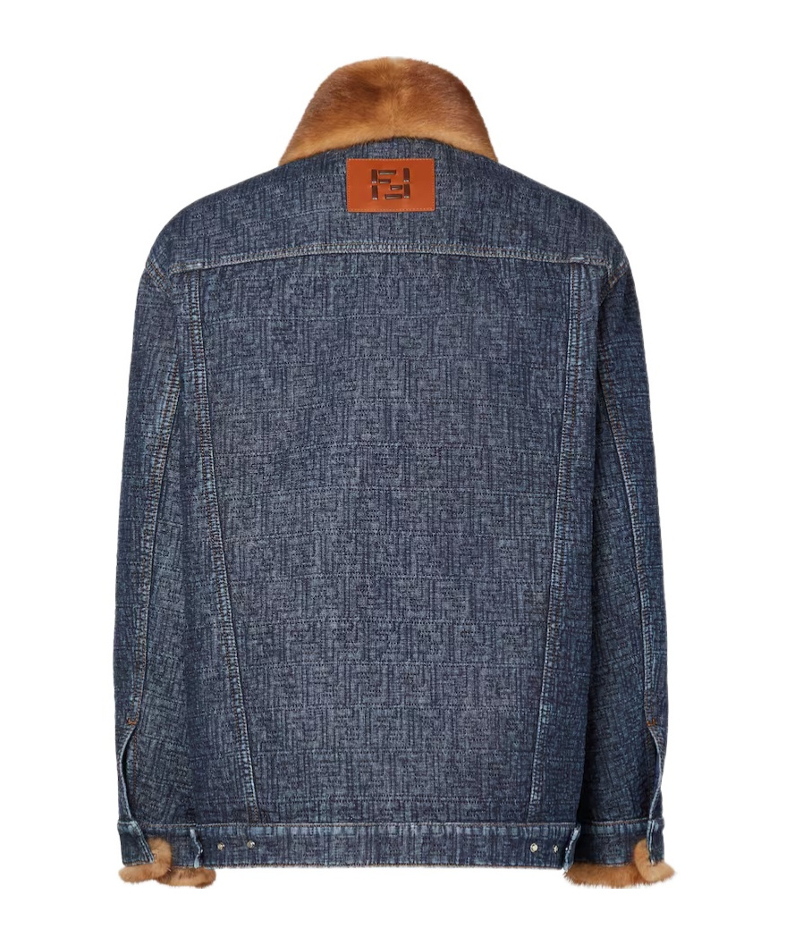 Fendi Dark Blue Ff Denim Blouson In Blue